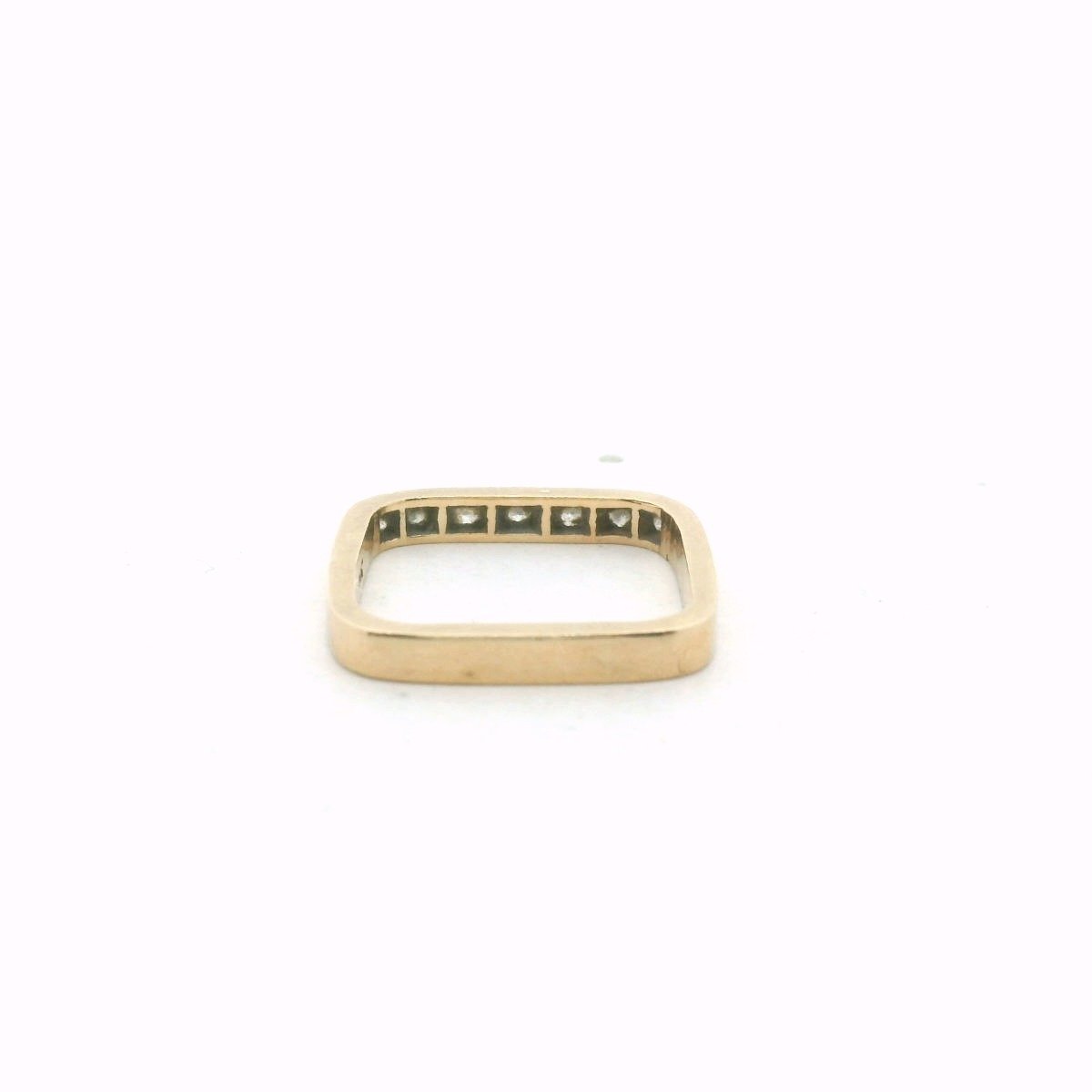 Vintage Pepi 14K Yellow Gold Diamond Stackable Square Band