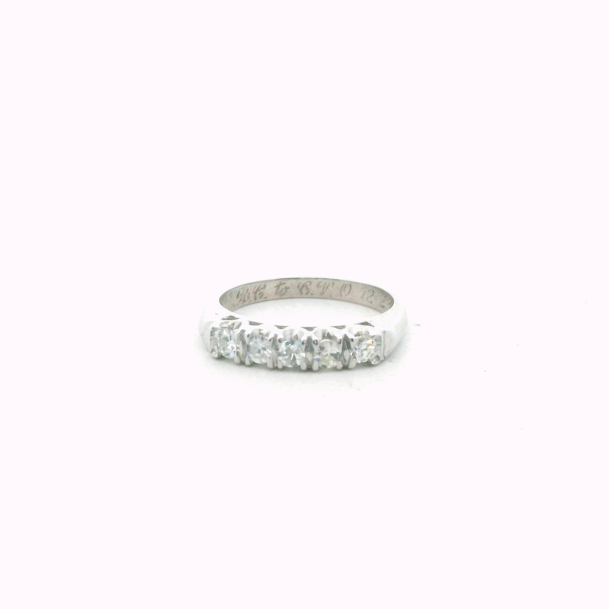 Vintage Platinum 5-Stone Diamond Wedding Band