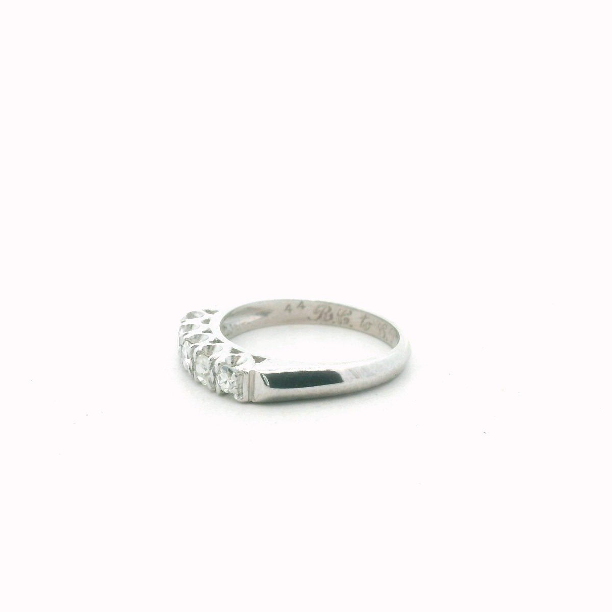 Vintage Platinum 5-Stone Diamond Wedding Band