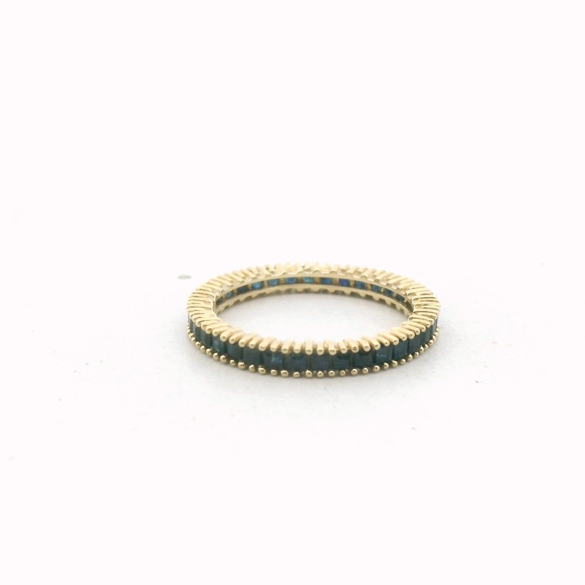 14K Yellow Gold Square Cut Sapphire Eternity Band