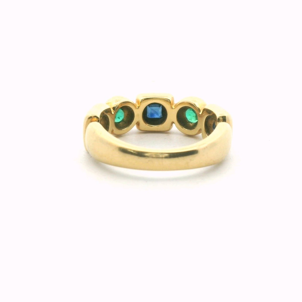 18K Yellow Gold Sapphire & Emerald Band