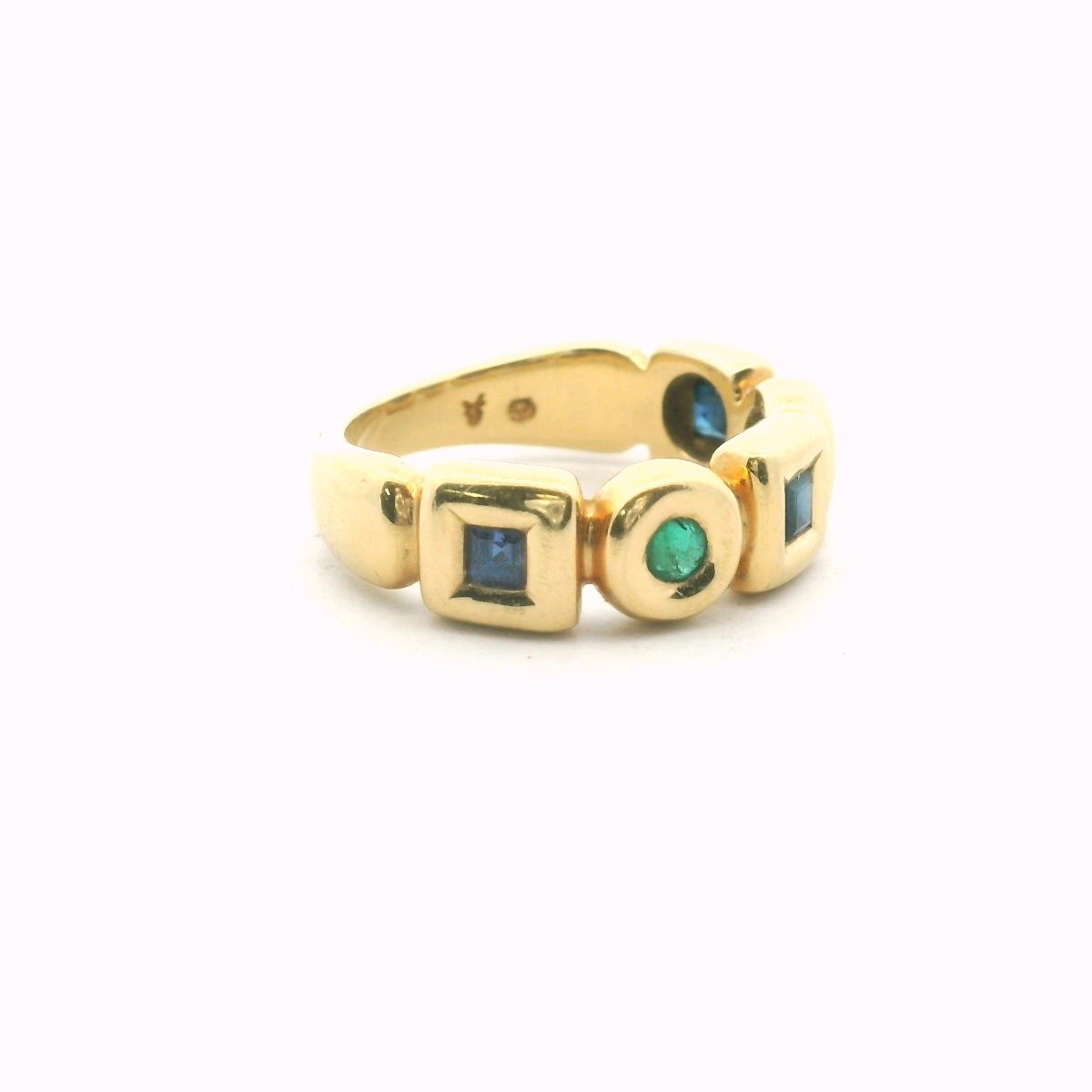 18K Yellow Gold Sapphire & Emerald Band