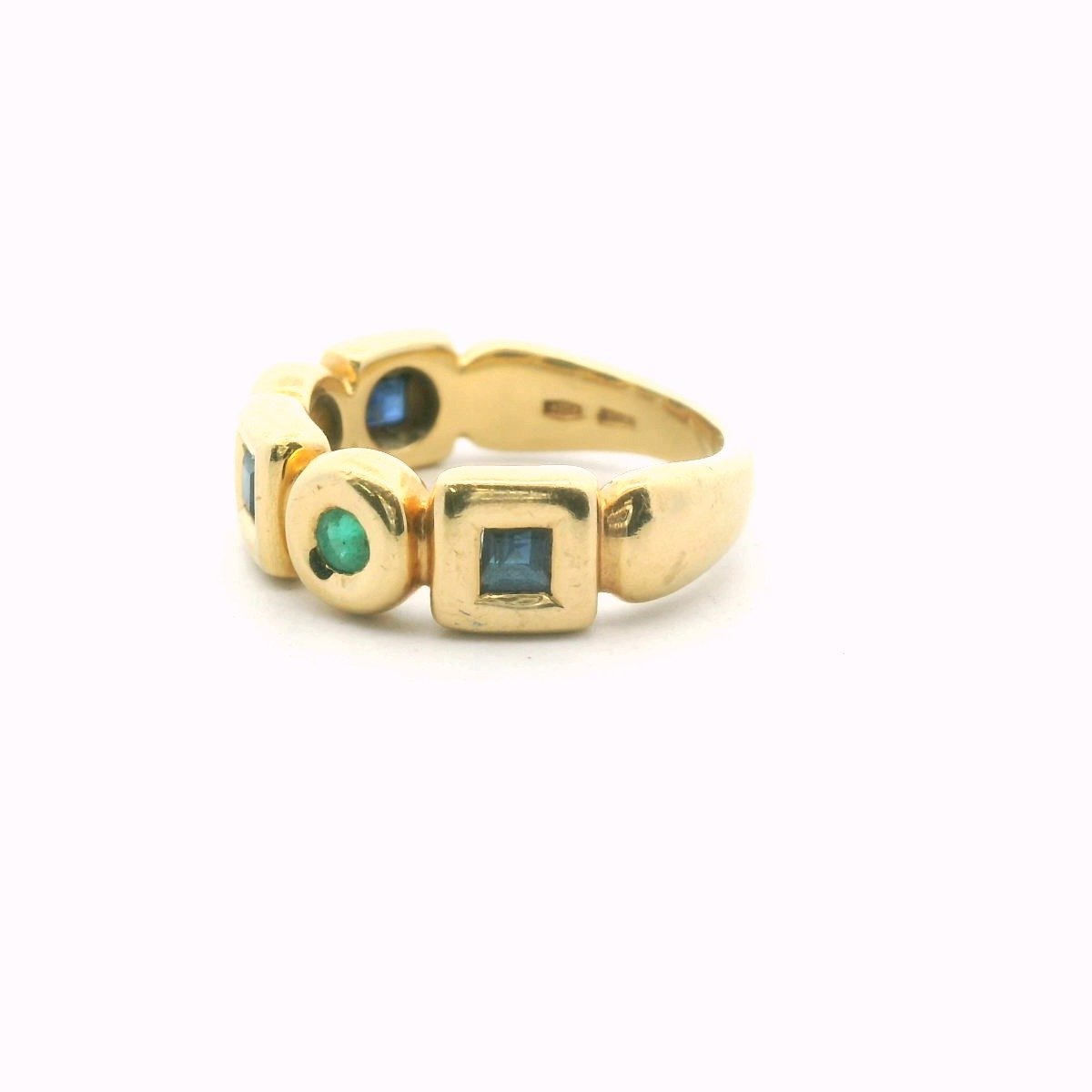 18K Yellow Gold Sapphire & Emerald Band
