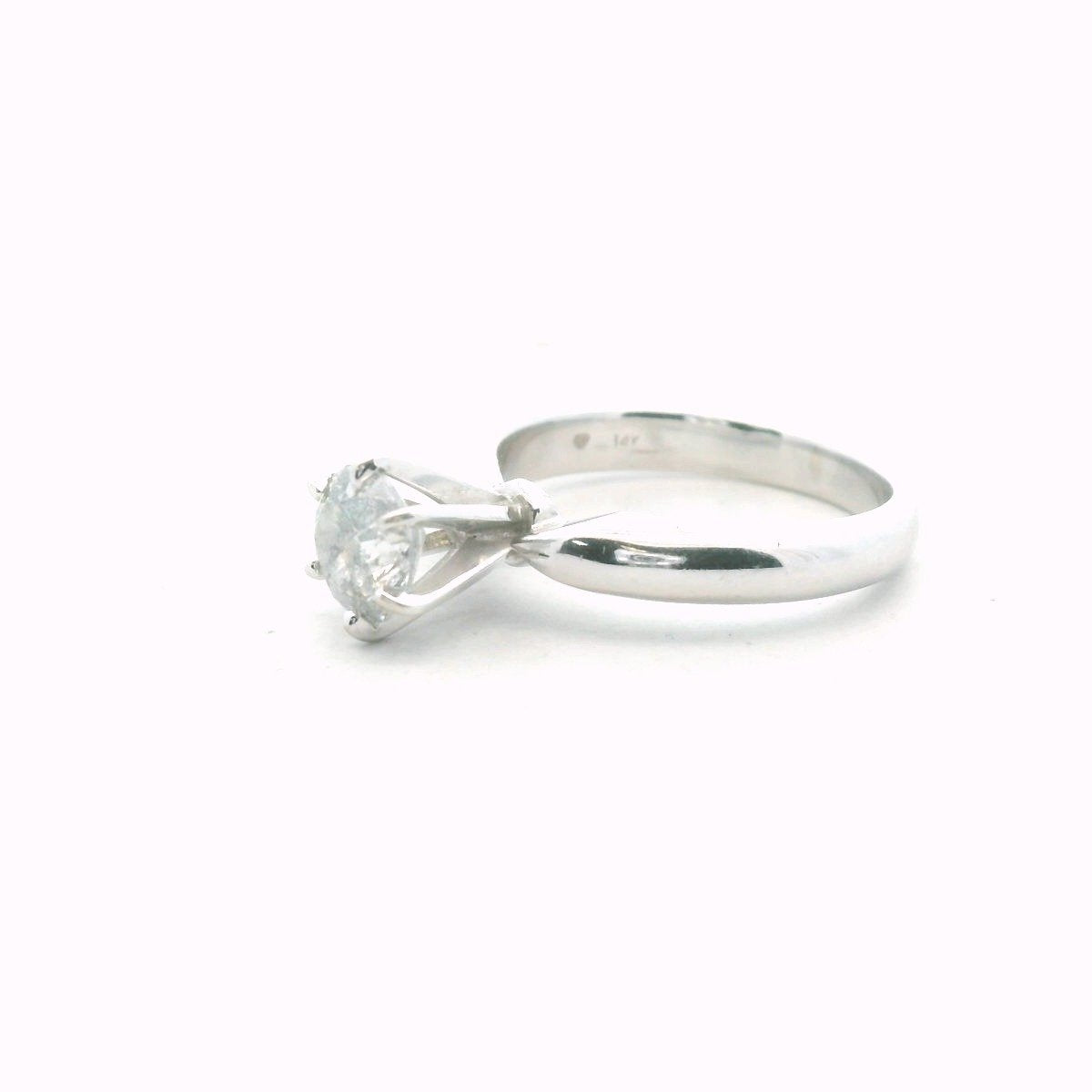 14K White Gold 6-Prong 0.98ct Diamond Engagement Ring