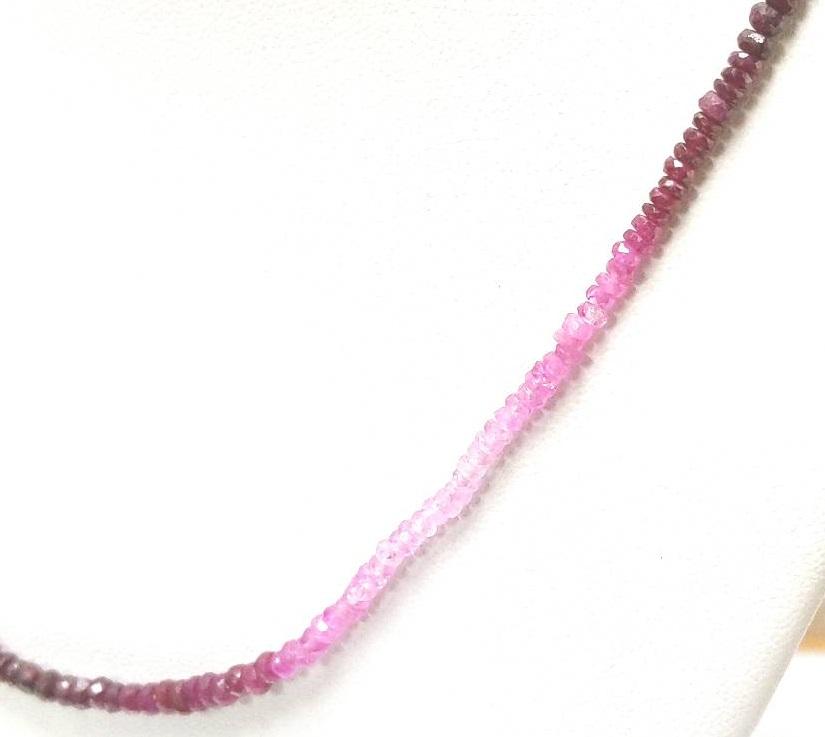 Estate $250 Ruby Pink Sapphire Bead Necklace