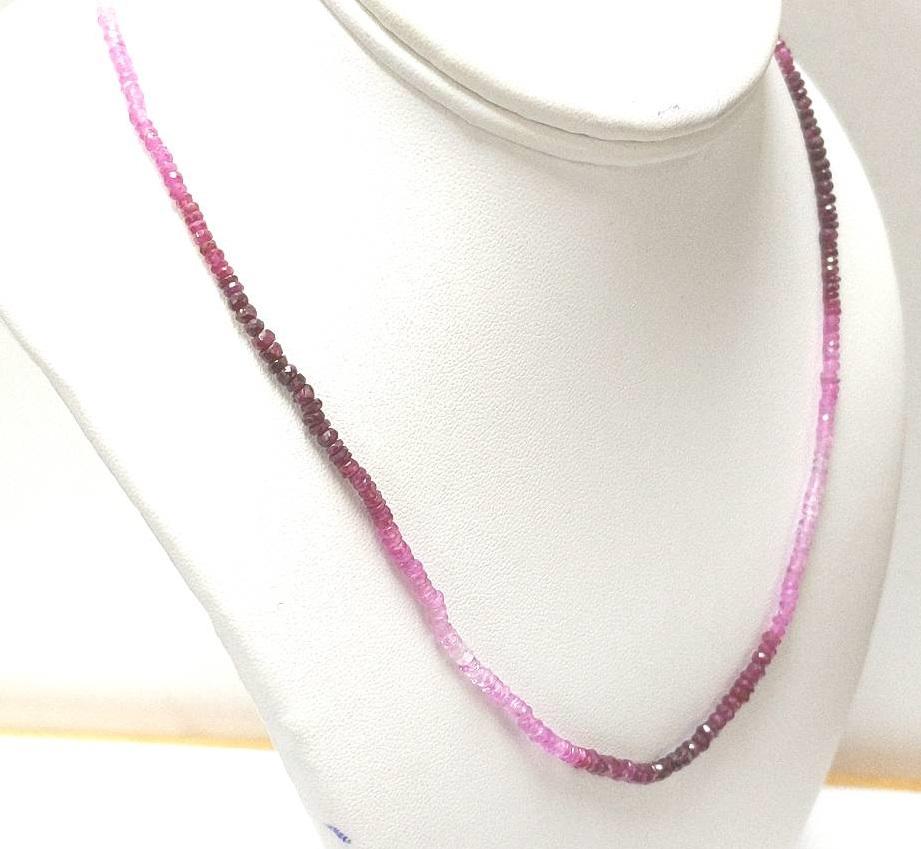 Estate $250 Ruby Pink Sapphire Bead Necklace