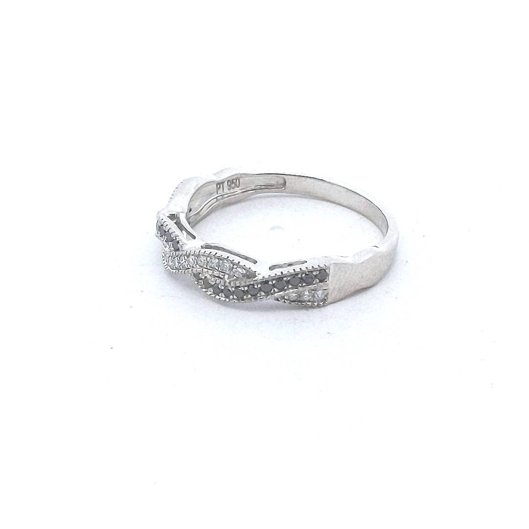Estate $700 Platinum Black & White Diamond Woven Band