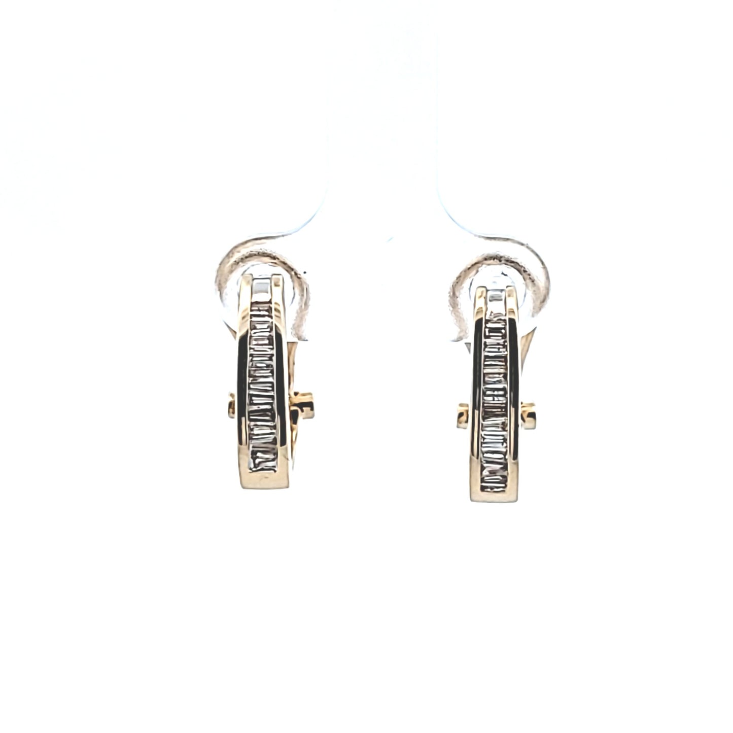 14K Yellow Gold Channel Set Natural Diamond Earrings