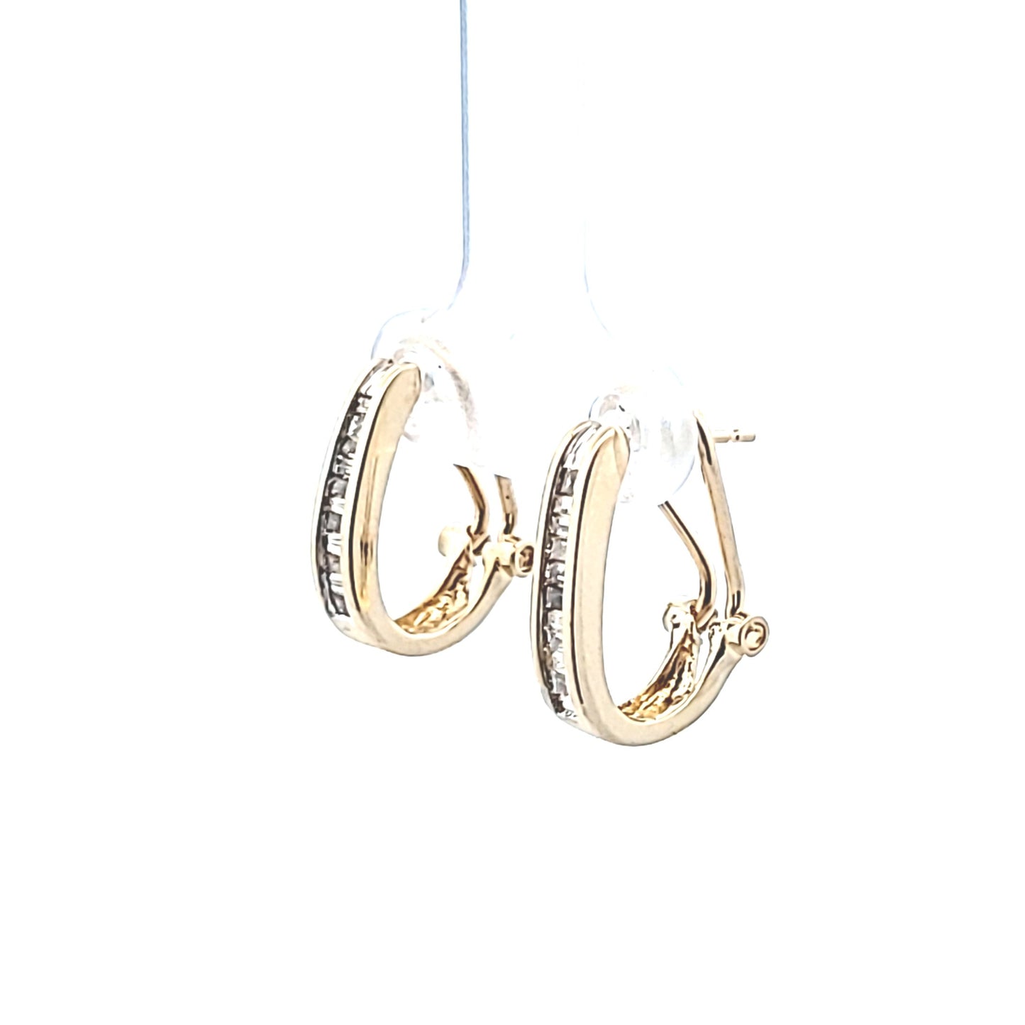 14K Yellow Gold Channel Set Natural Diamond Earrings