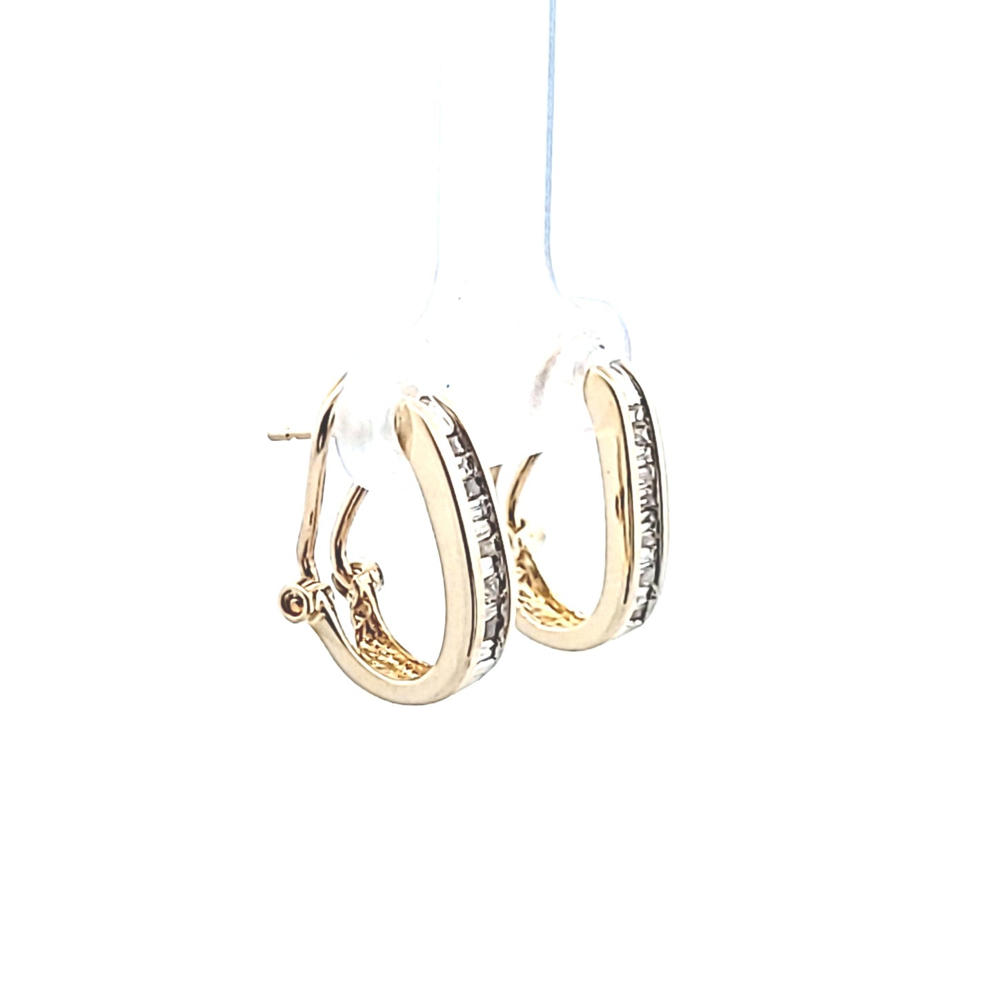 14K Yellow Gold Channel Set Natural Diamond Earrings
