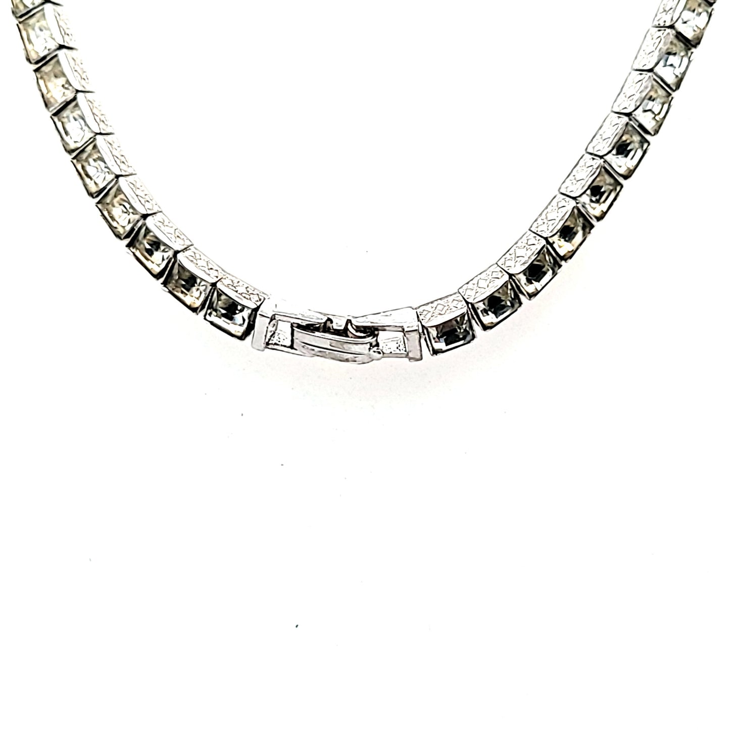 Vintage Engel Brothers Sterling Silver Deco Rhinestone Necklace