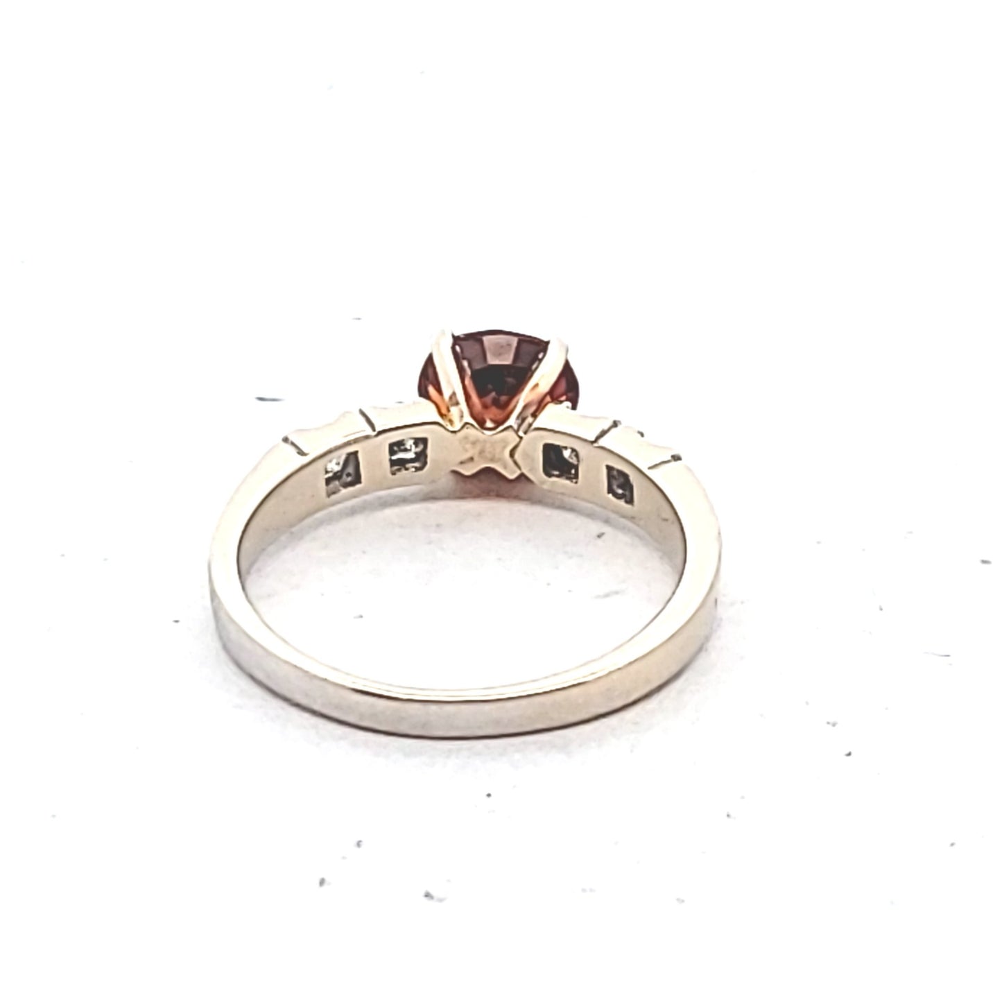18K White Gold Hessonite Garnet & Diamond Ring