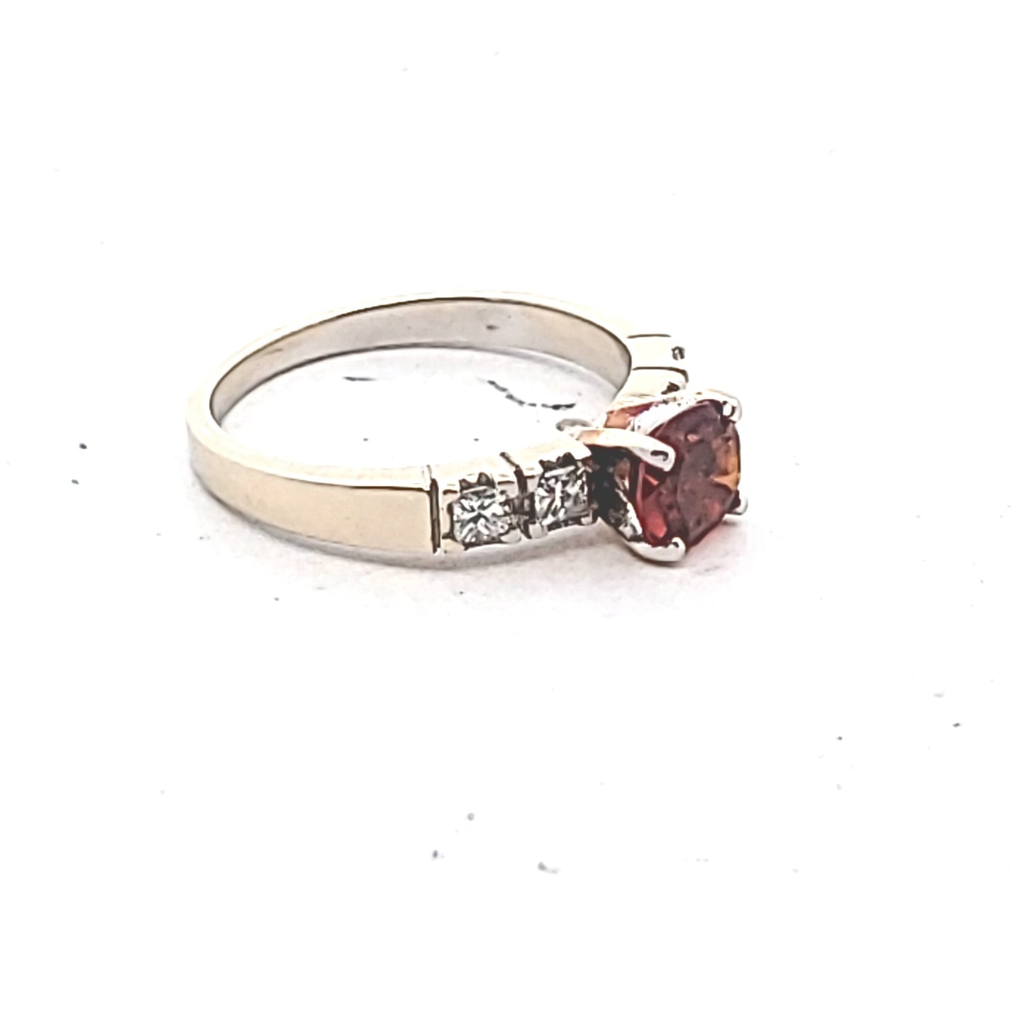 18K White Gold Hessonite Garnet & Diamond Ring