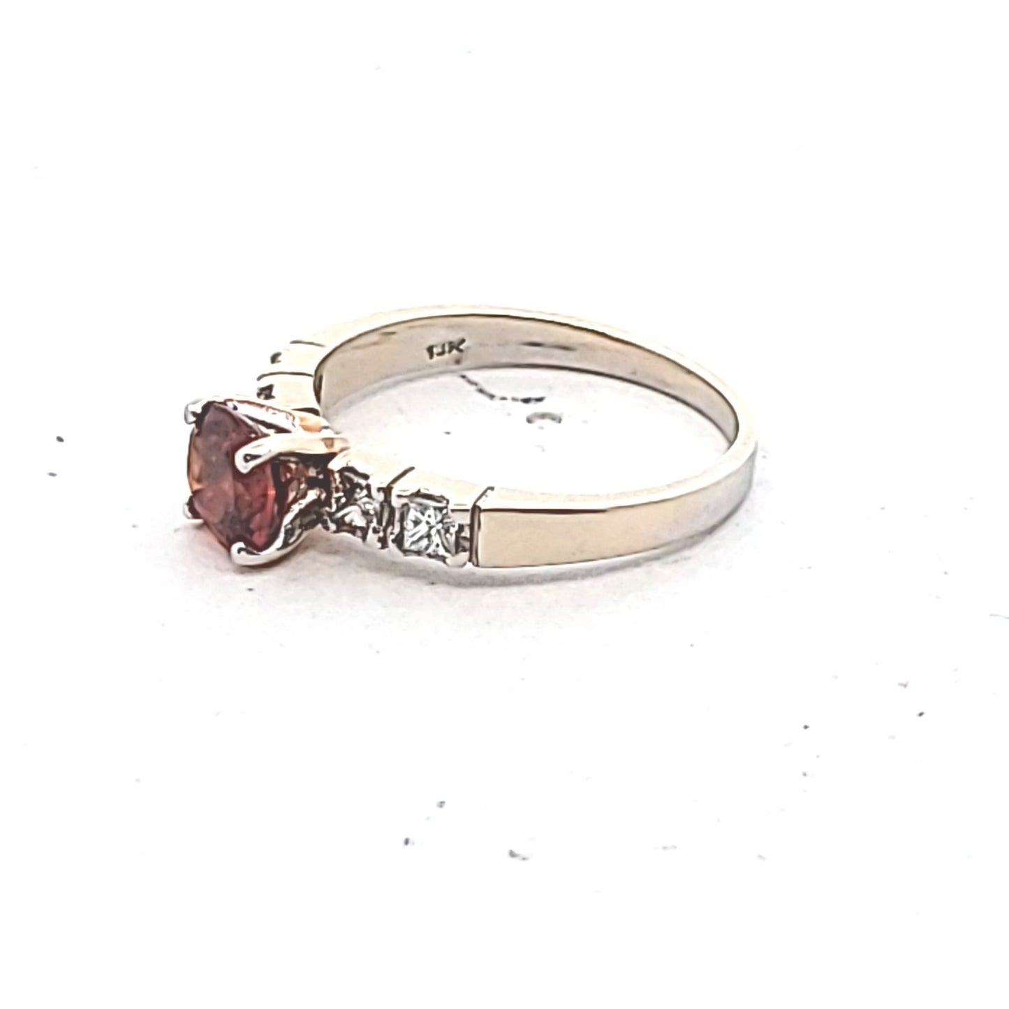 18K White Gold Hessonite Garnet & Diamond Ring
