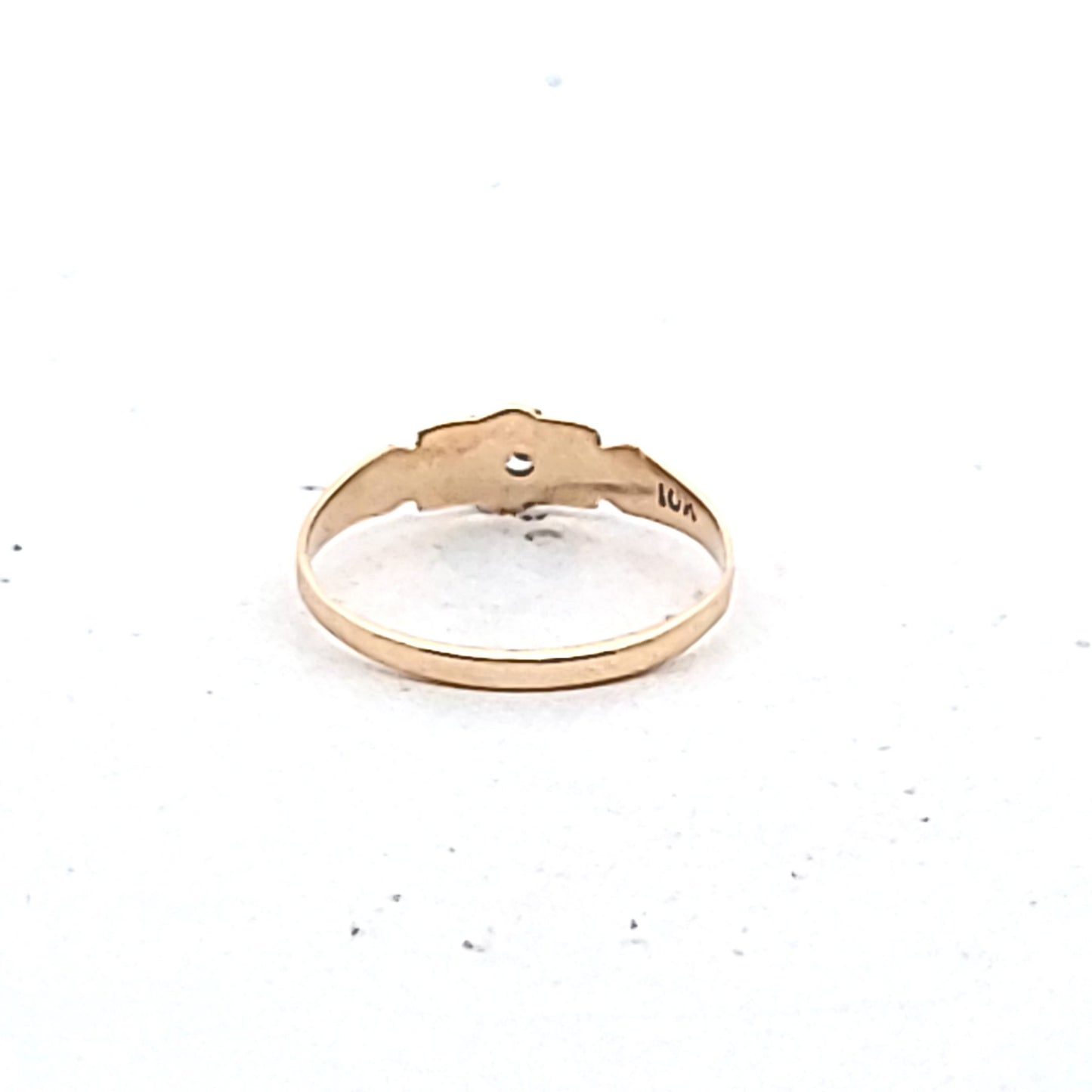 Antique 10K Two Tone Gold Deco Diamond Ring