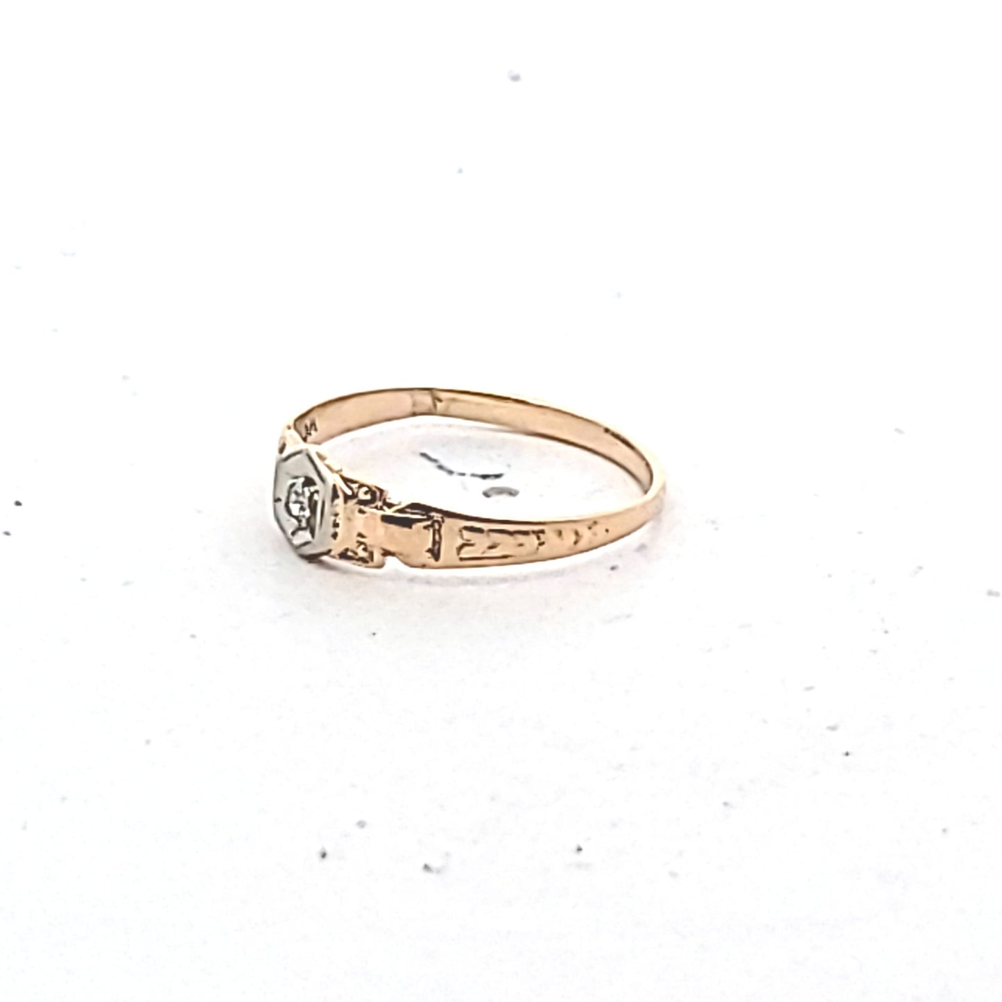 Antique 10K Two Tone Gold Deco Diamond Ring