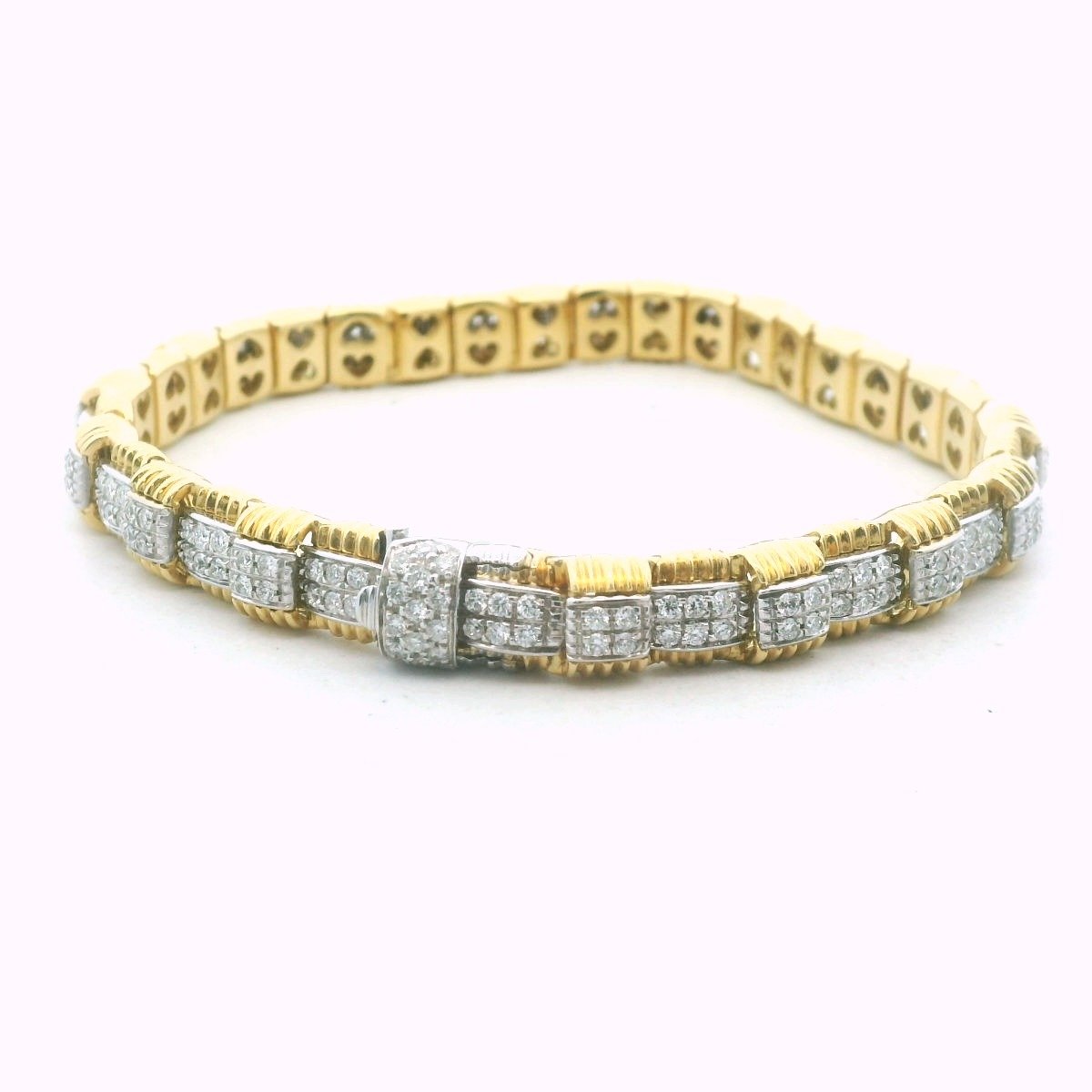 Roberto Coin 18K Two Tone Gold Pave Set Diamond Bracelet