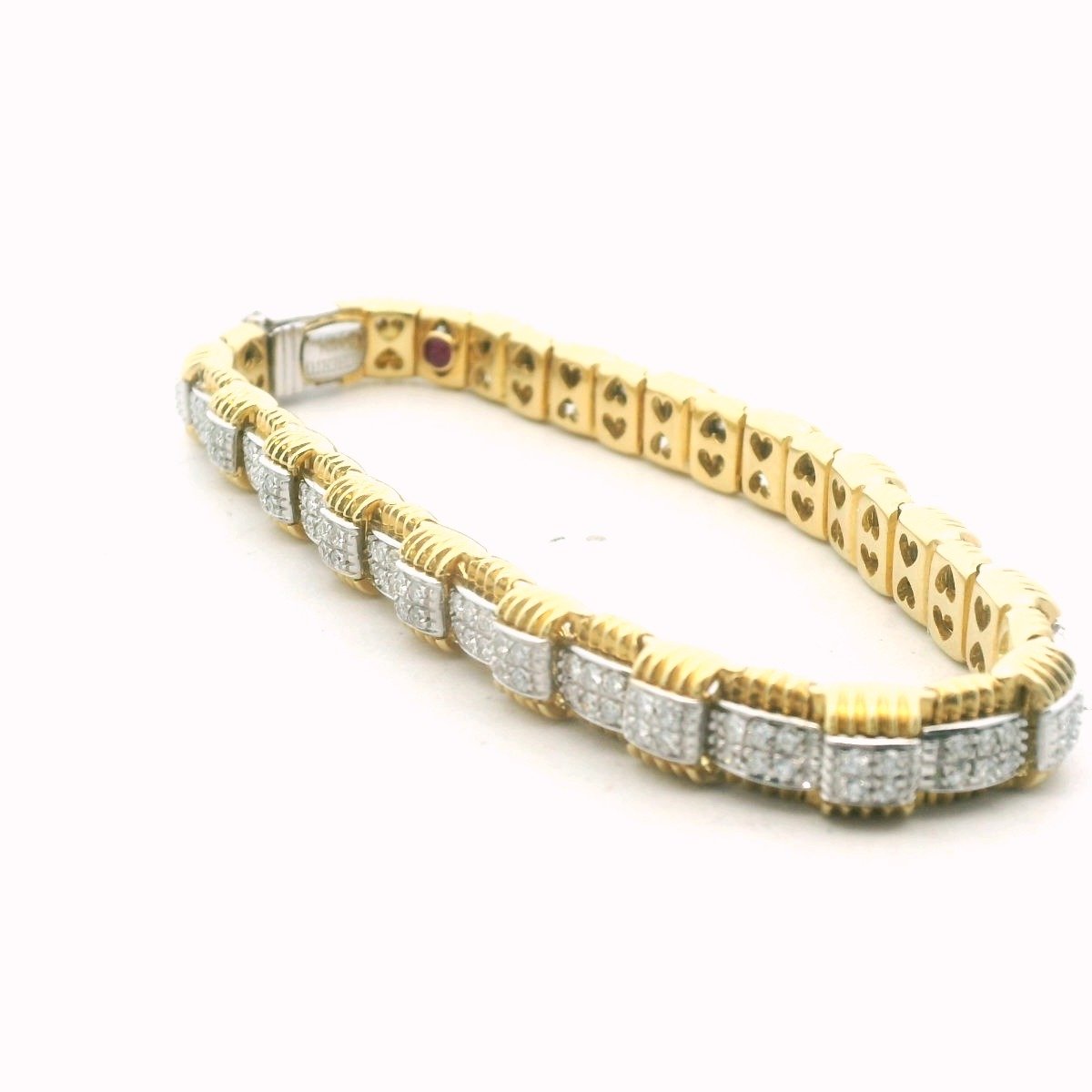 Roberto Coin 18K Two Tone Gold Pave Set Diamond Bracelet