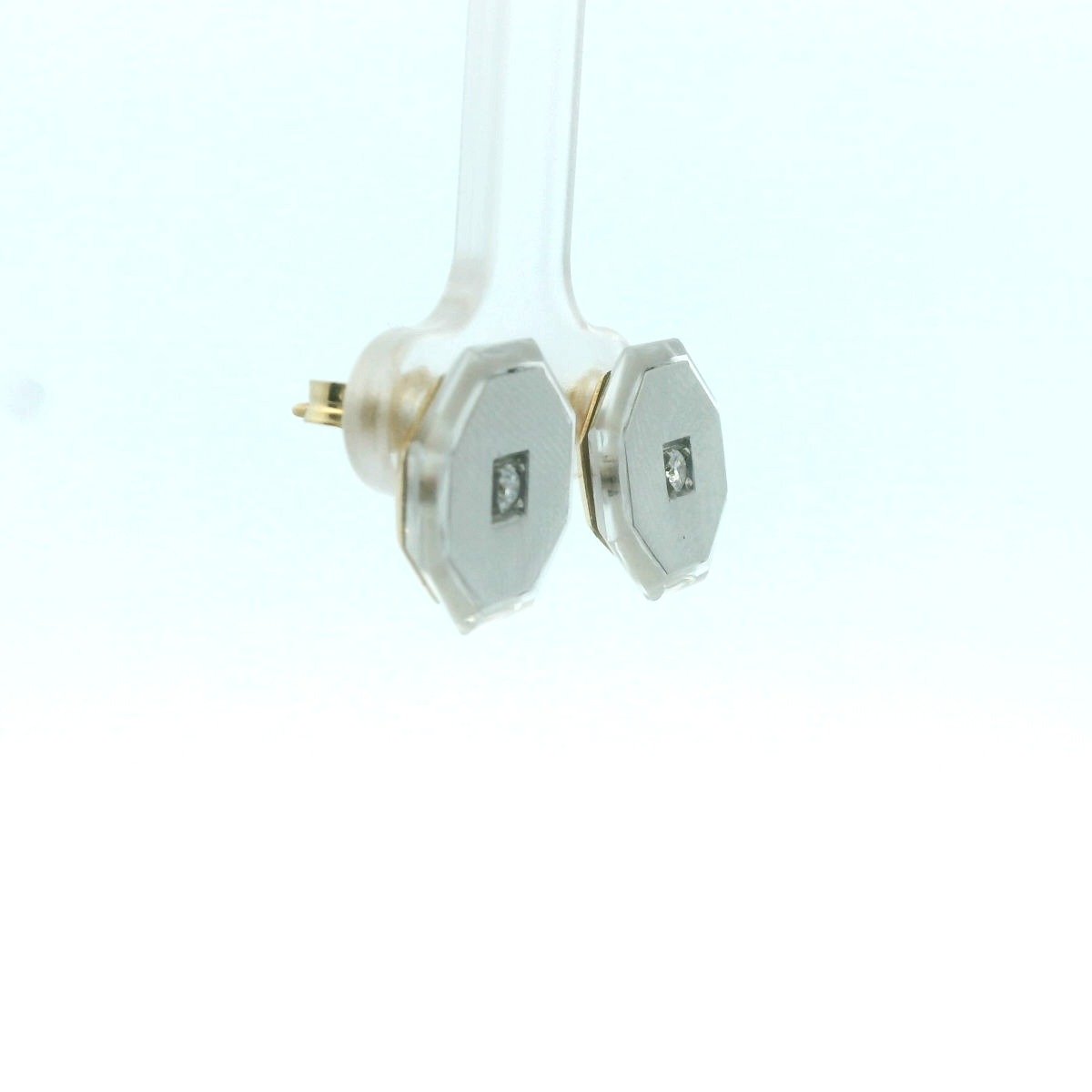 14K Yellow Gold & Platinum Diamond & Rock Crystal Earrings