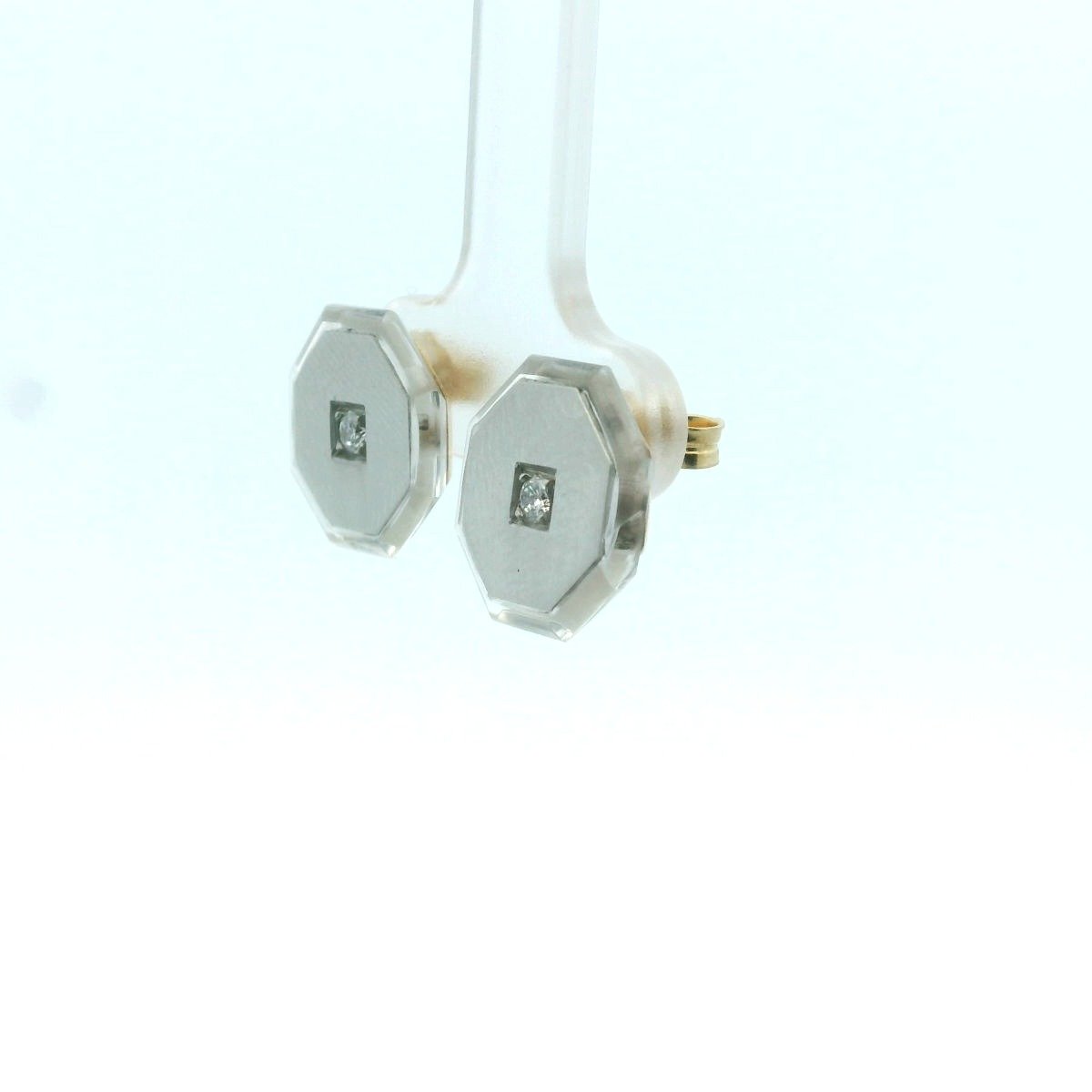 14K Yellow Gold & Platinum Diamond & Rock Crystal Earrings