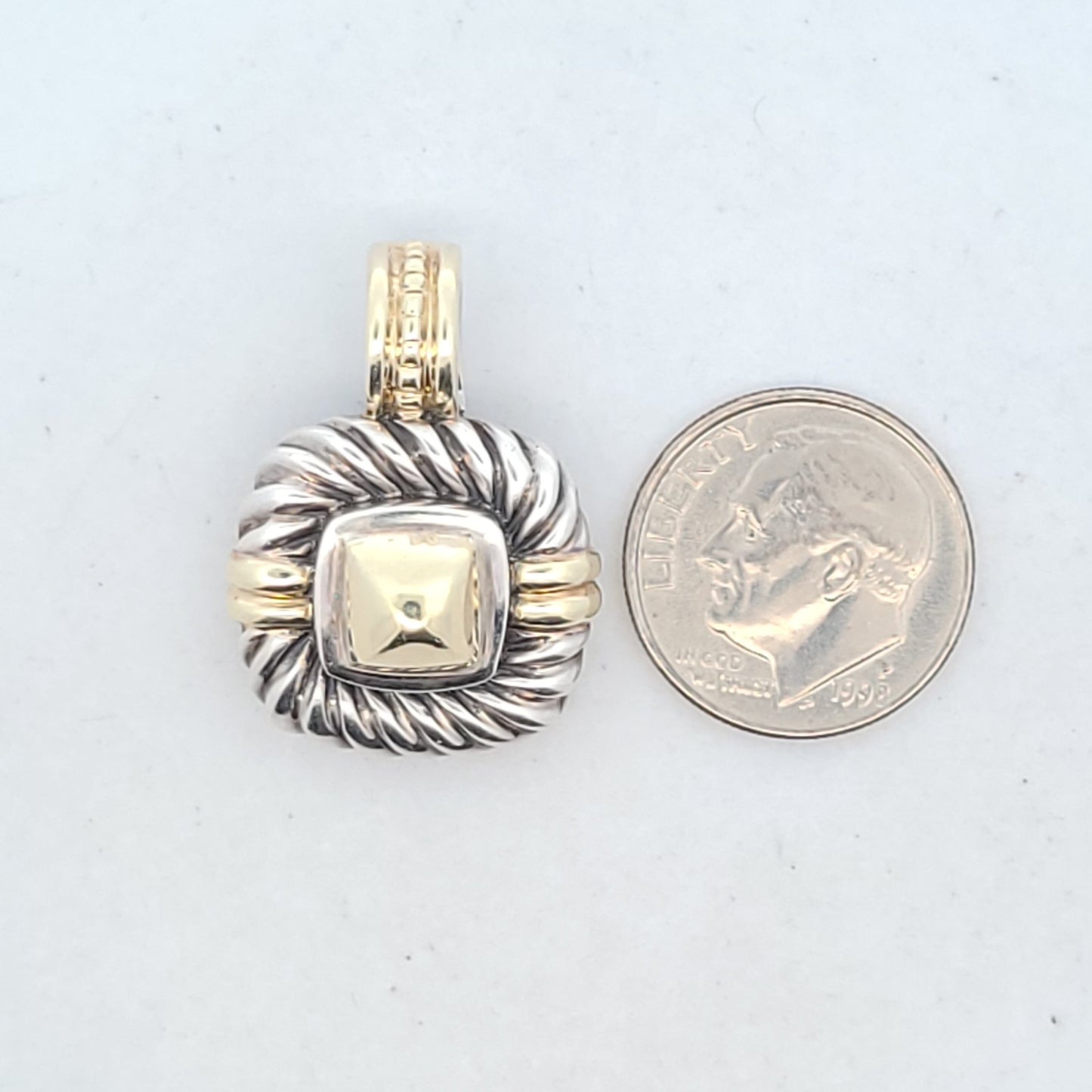David Yurman 14K Gold & Sterling Silver Cable Enhancer Pendant