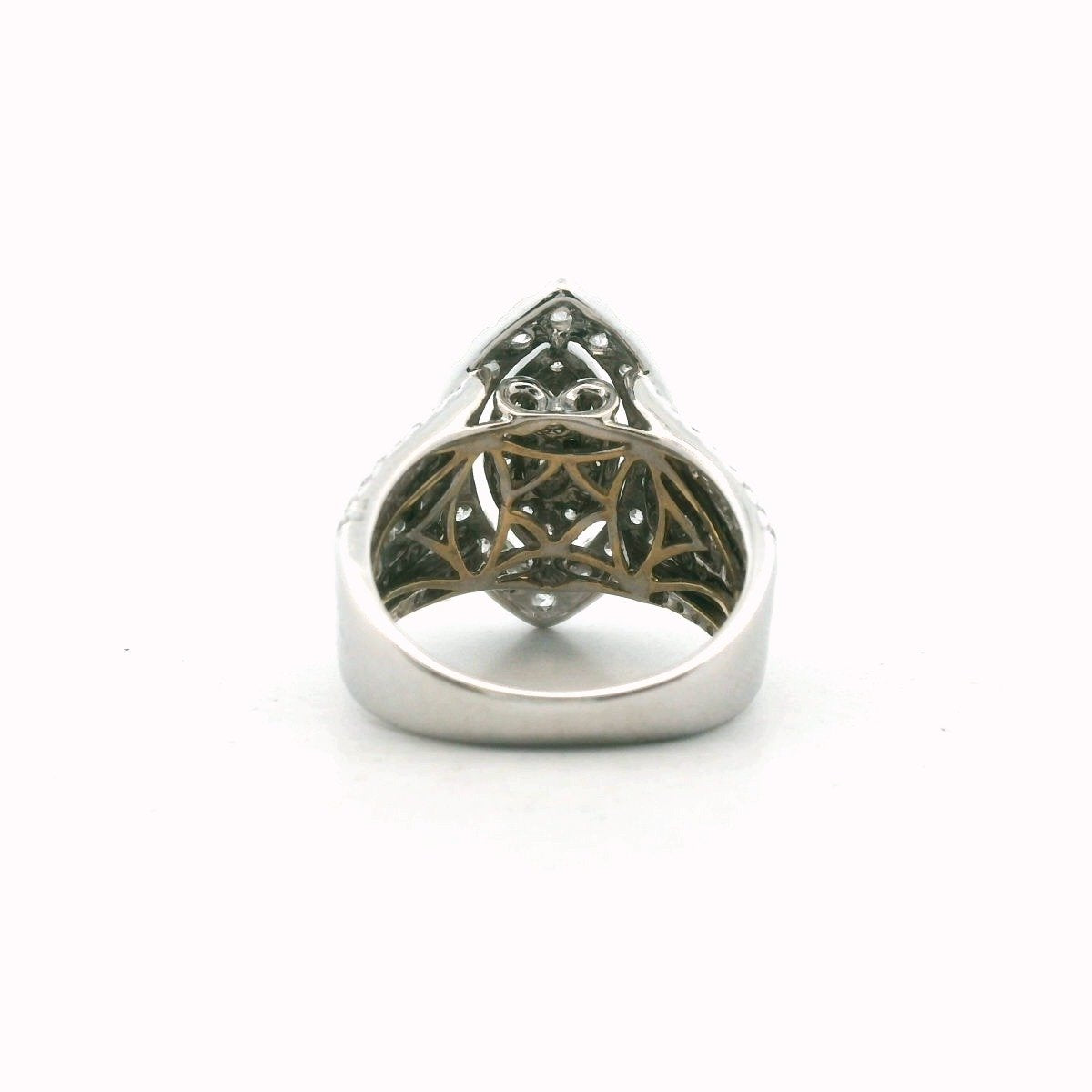 14K White Gold Navette Shape Diamond Cluster Ring