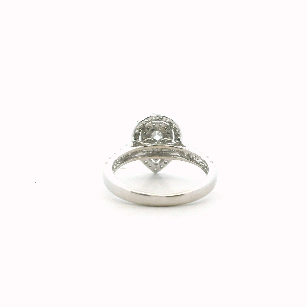 14K White Gold Pear Shape Diamond Double Halo Engagement Ring