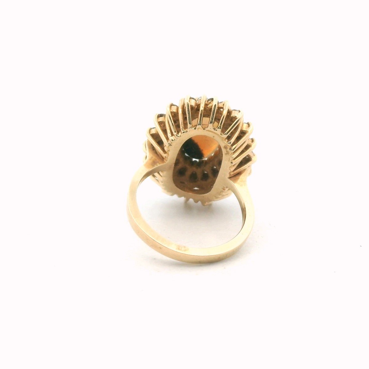 Vintage 14K Yellow Gold Diamond & Opal Cocktail Ring