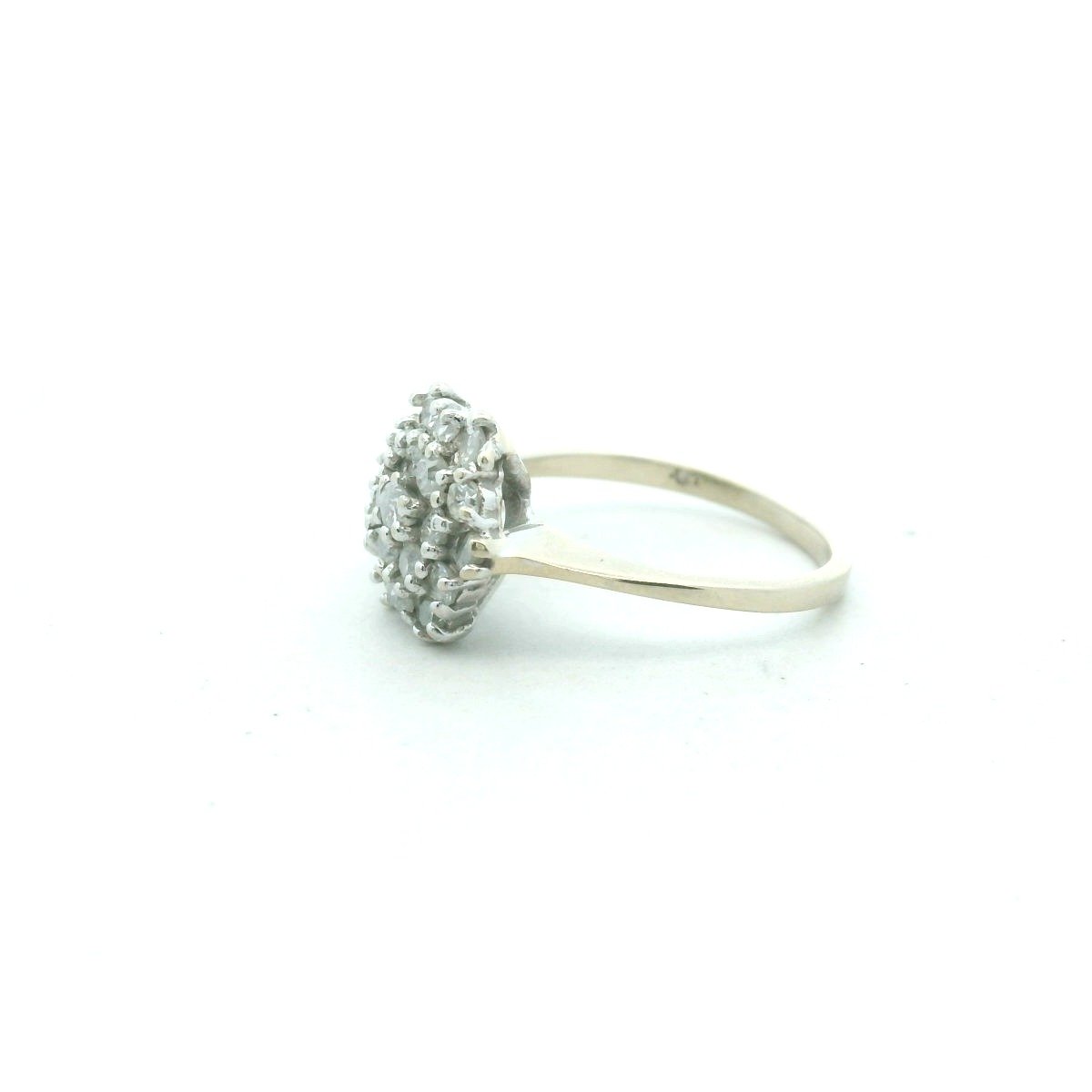 Vintage 14K White Gold Diamond Cluster Ring