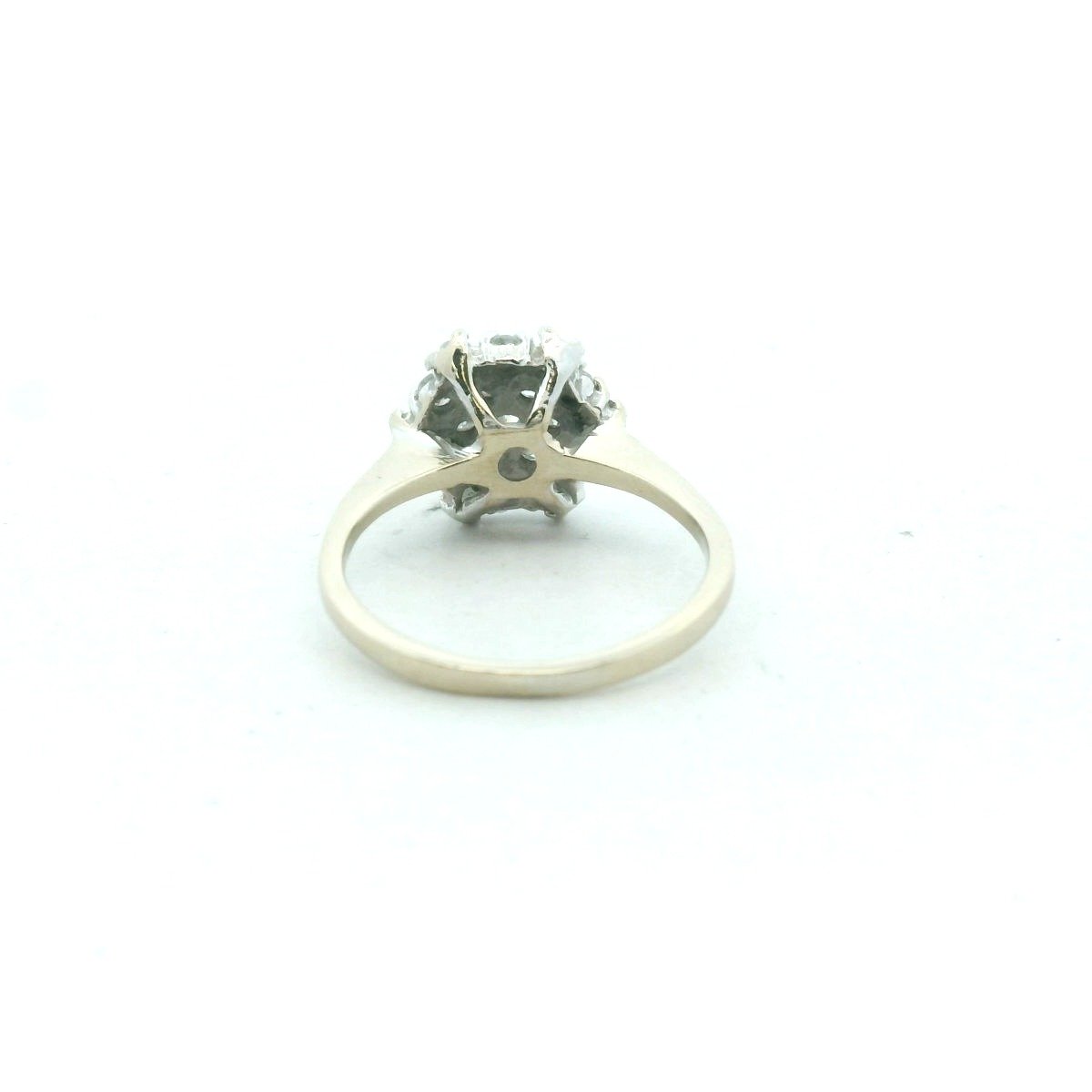 Vintage 14K White Gold Diamond Cluster Ring