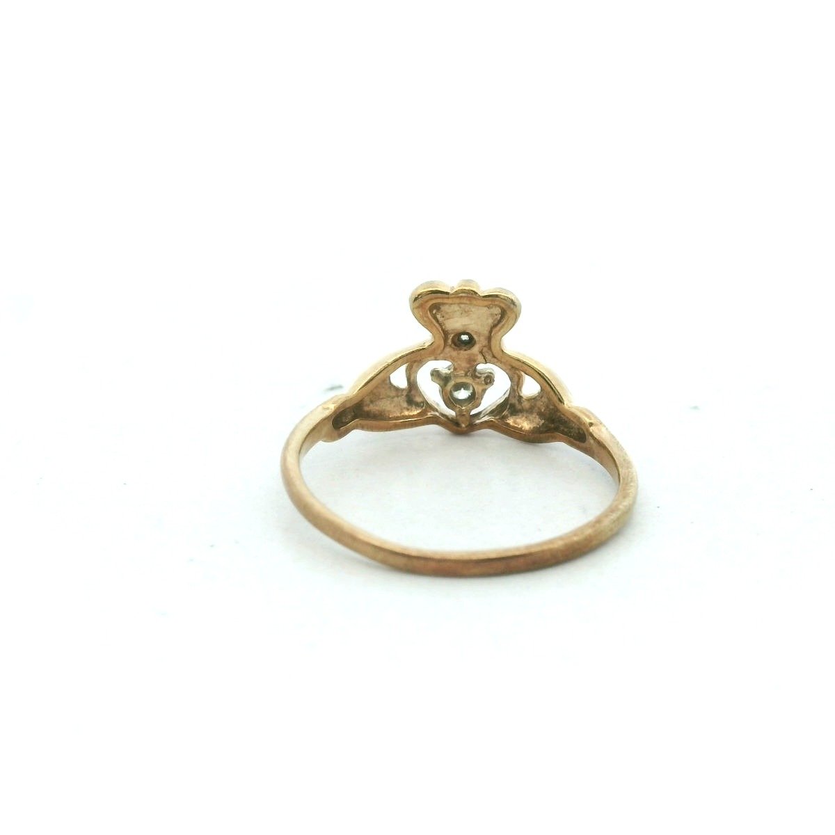 Vintage 10K Yellow Gold Diamond Claddagh Ring