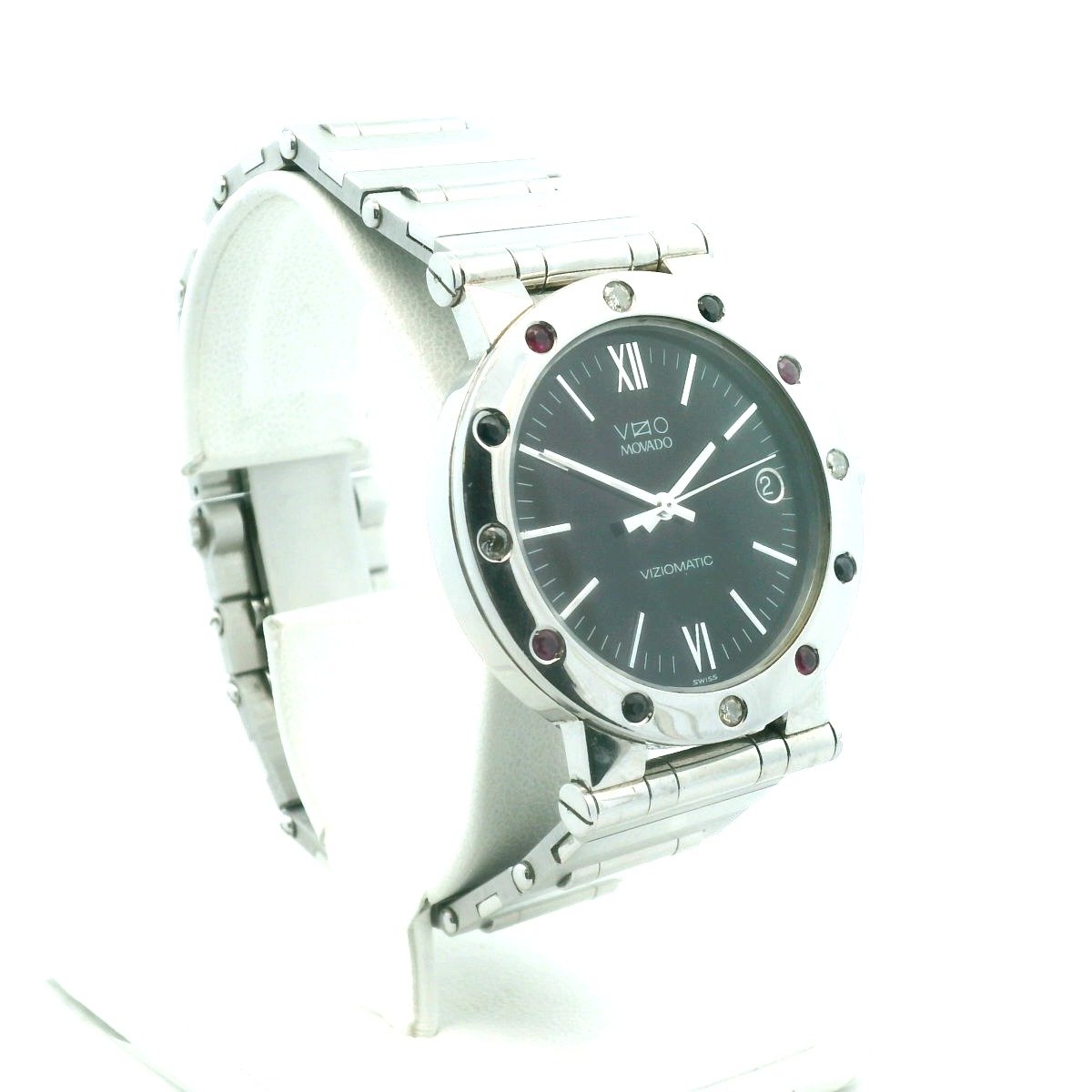 Vizio Movado 83.H2.878 Viziomatic Diamond Ruby & Sapphire Watch