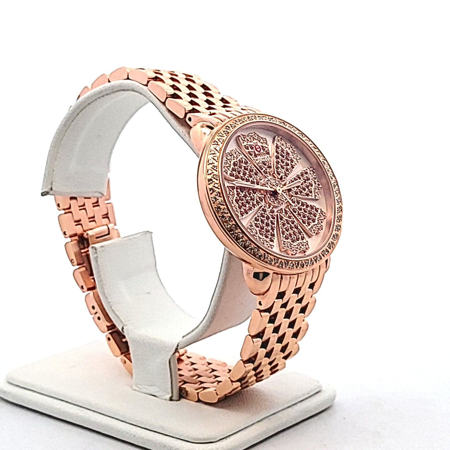 Michele Rose Gold Plated Steel Serein Diamond Sapphire Pink Flower Watch