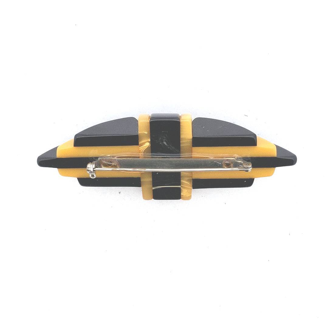 Estate Art Deco Bakelite Black Butterscotch Brooch