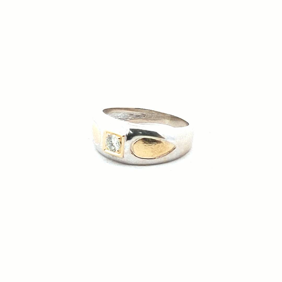 Estate $650 18K Two Tone Gold Diamond Yellow Gold Pear Shape Design Band