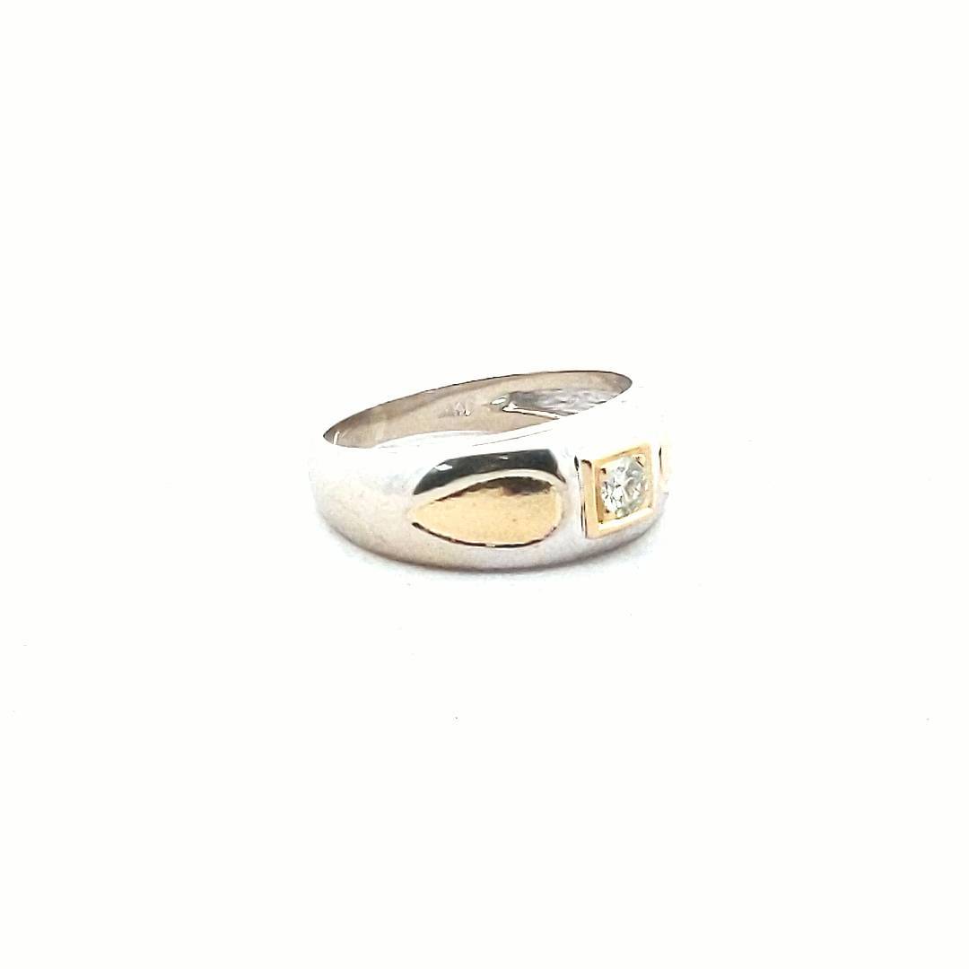 Estate $650 18K Two Tone Gold Diamond Yellow Gold Pear Shape Design Band