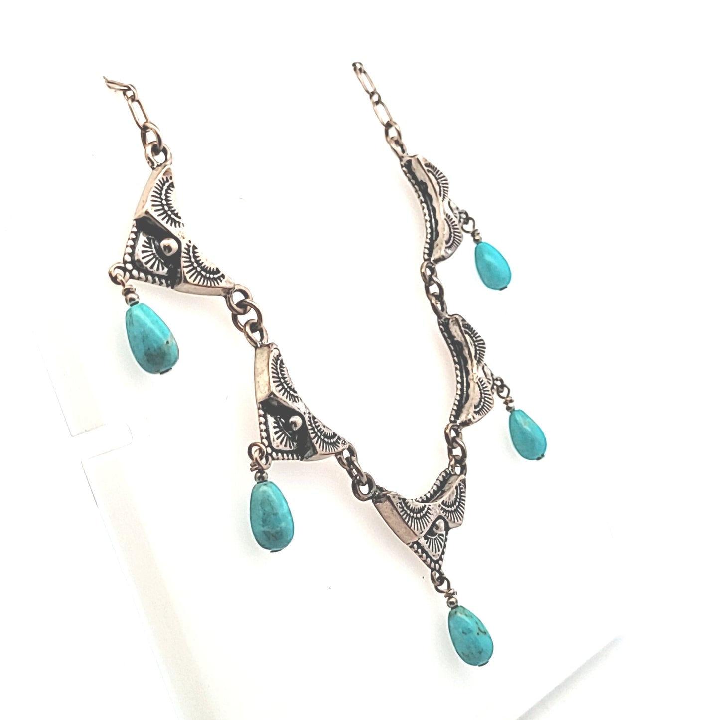 Carolyn Pollack Sterling Silver Turquoise Drop Necklace
