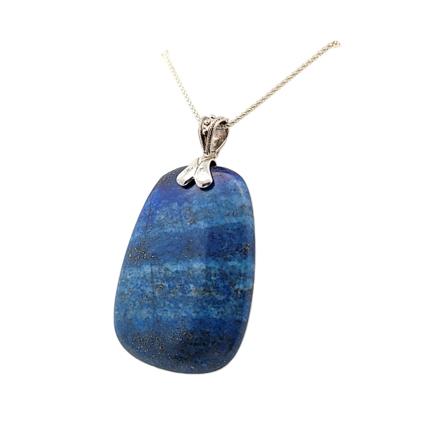 Vintage Sterling Silver Dyed Lapis Lazuli Pendant Necklace