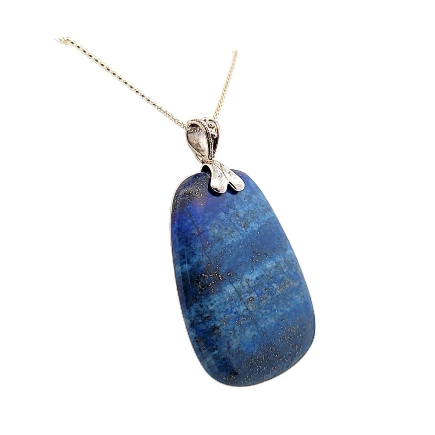 Vintage Sterling Silver Dyed Lapis Lazuli Pendant Necklace