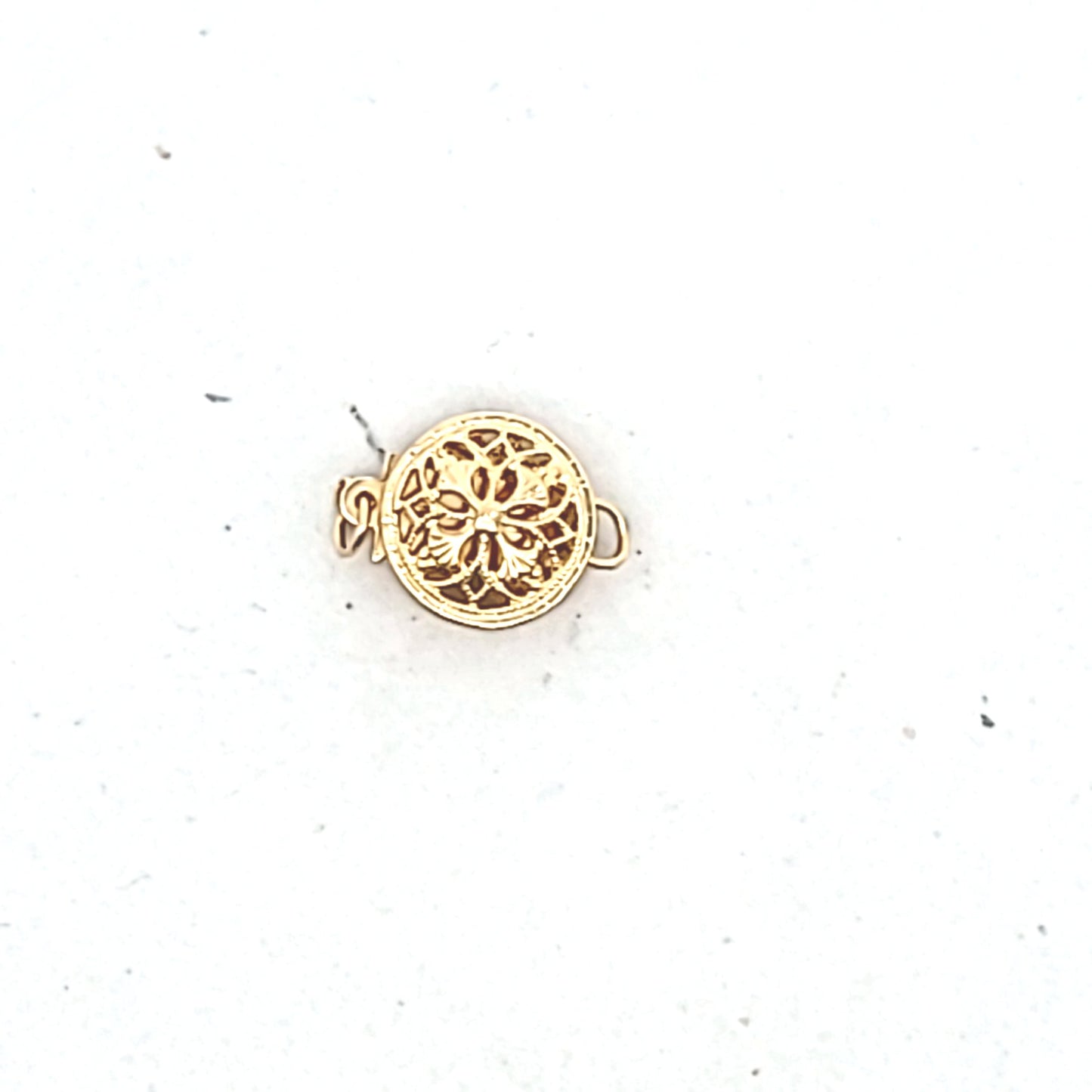 Vintage 14K Yellow Gold Filigree Round Clasp For Pearls/Beads