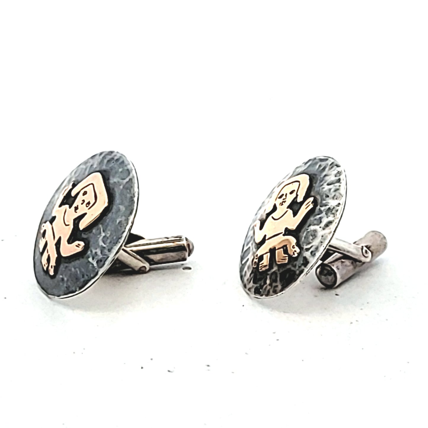 Vintage G. Laffi Sterling Silver & 18K Gold Cufflinks