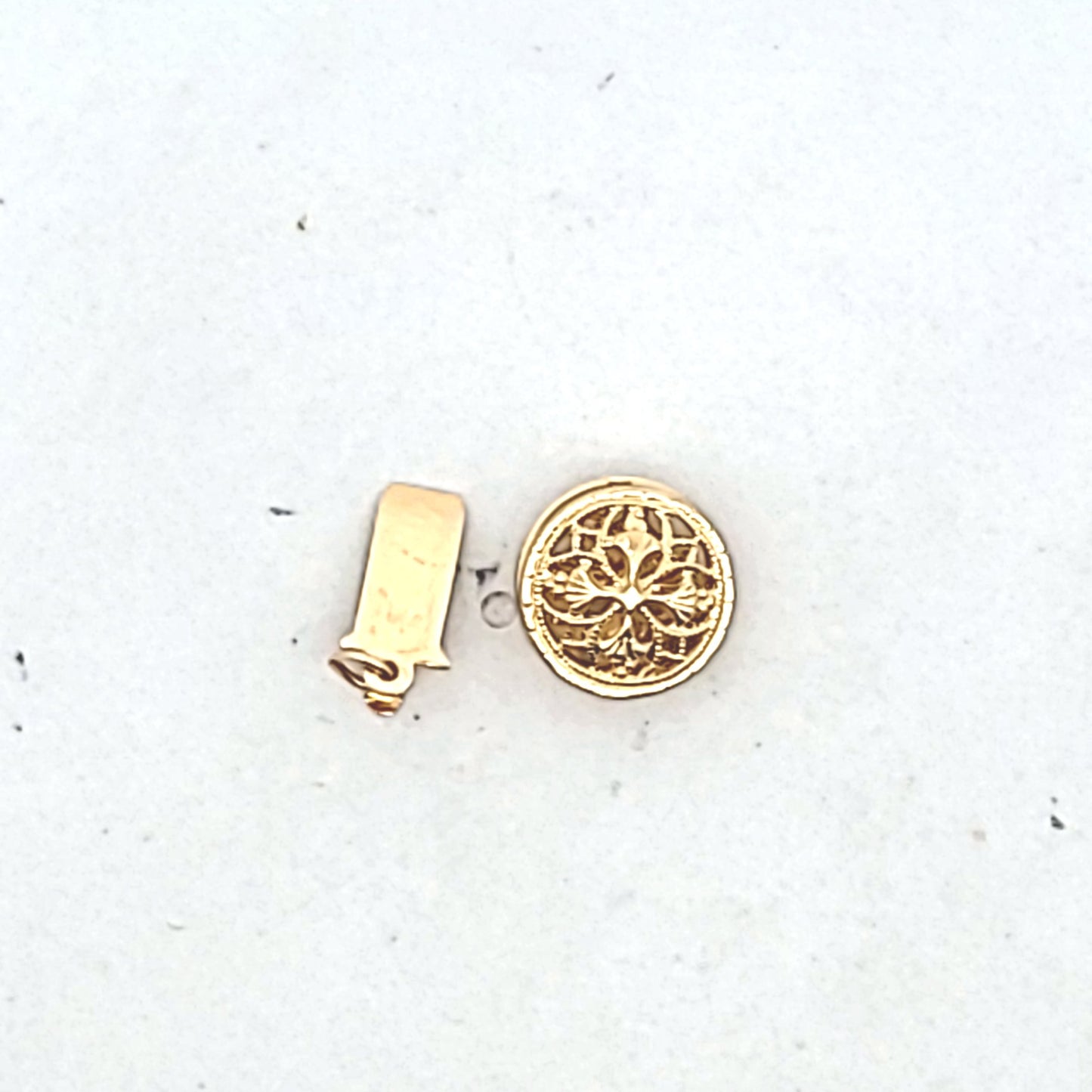 Vintage 14K Yellow Gold Filigree Round Clasp For Pearls/Beads