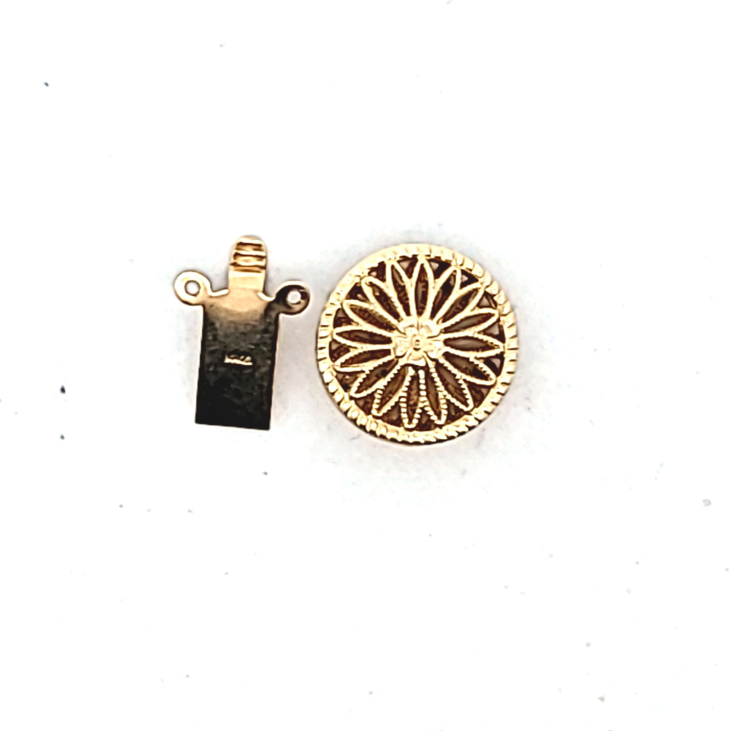 Vintage 14K Yellow Gold Double Strand Circle Filigree Clasp for Pearls/Beads
