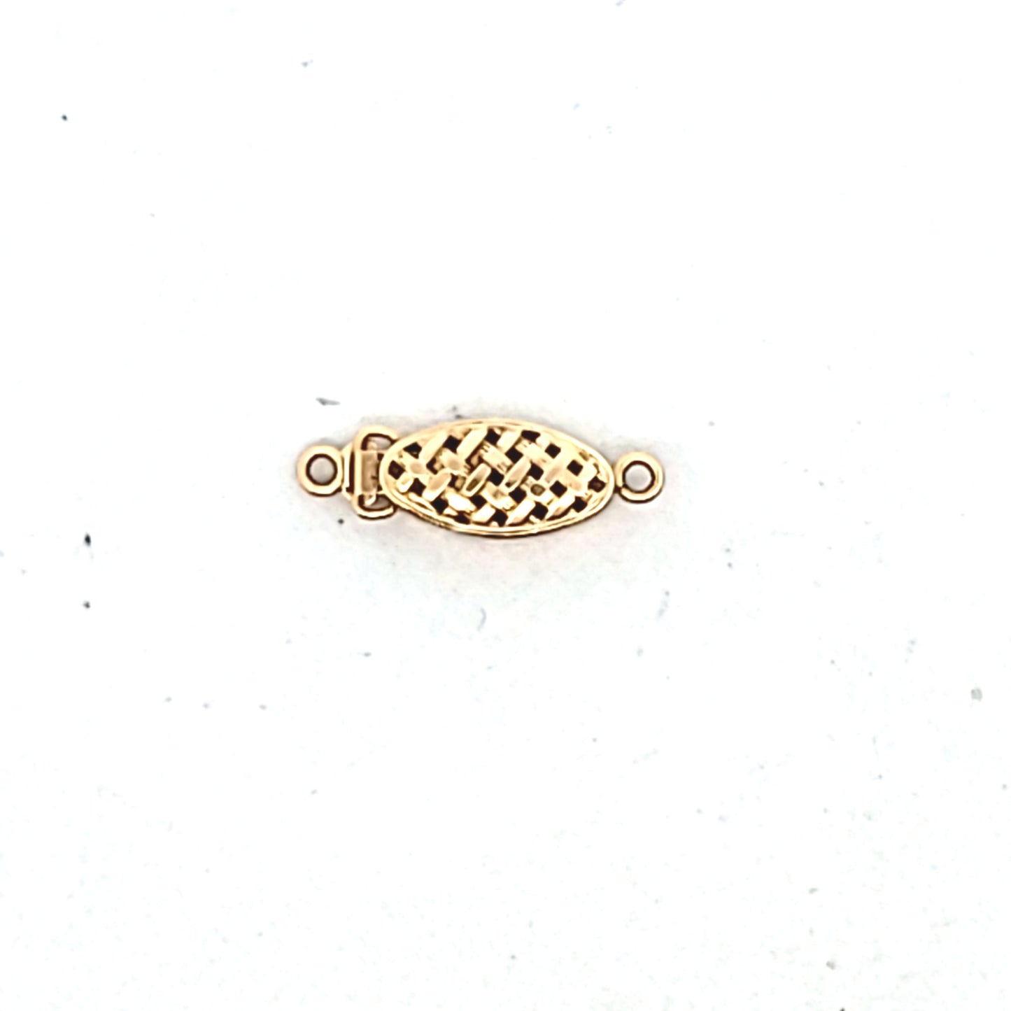 Vintage 14K Yellow Gold Basket Weave Fish-Hook Clasp for Pearls/Beads