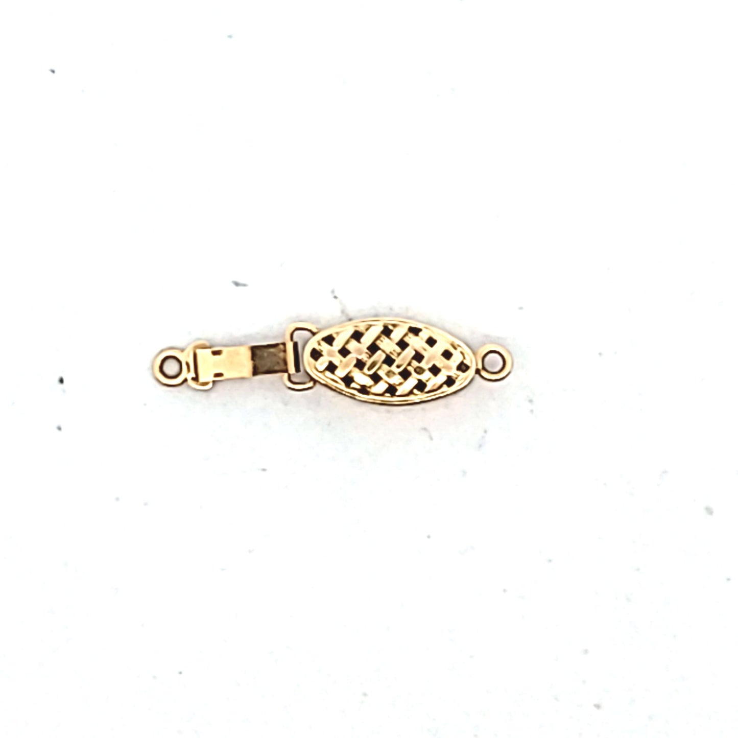 Vintage 14K Yellow Gold Basket Weave Fish-Hook Clasp for Pearls/Beads