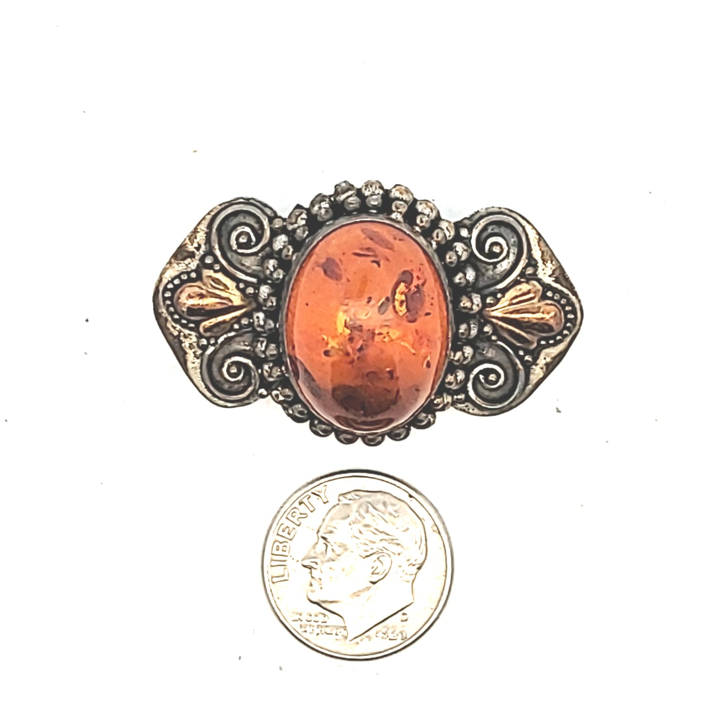 Suarti BA Sterling Silver Amber Brooch