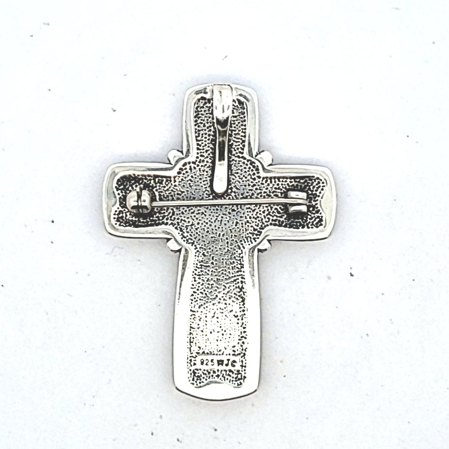 WJC Waldeck Johnson Sterling Silver SPiney Oyster Cross Brooch