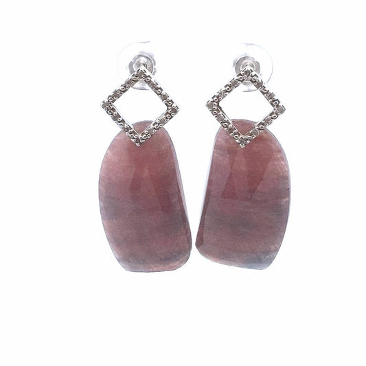 Estate $430 10K White Gold Corundum Diamond Earrings