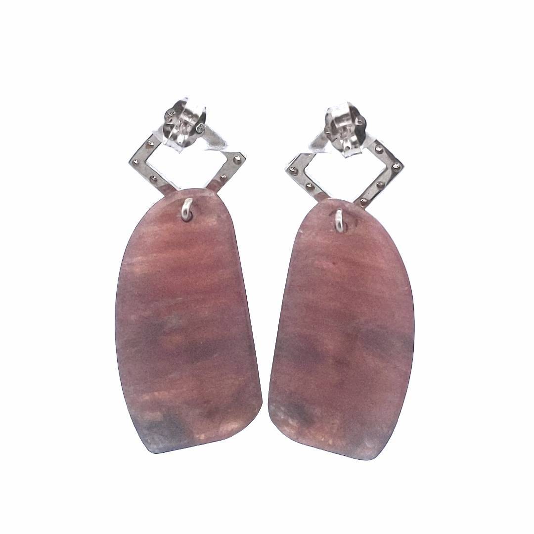 Estate $430 10K White Gold Corundum Diamond Earrings