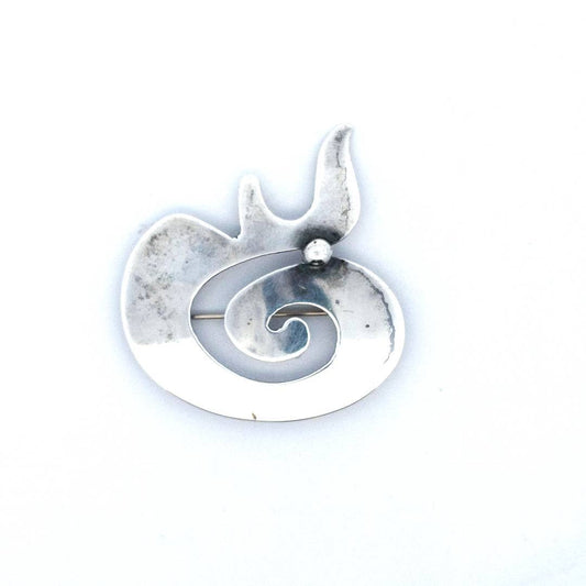 Rare Vintage Paul Lobel Sterling Silver Abstract Modernist Brooch